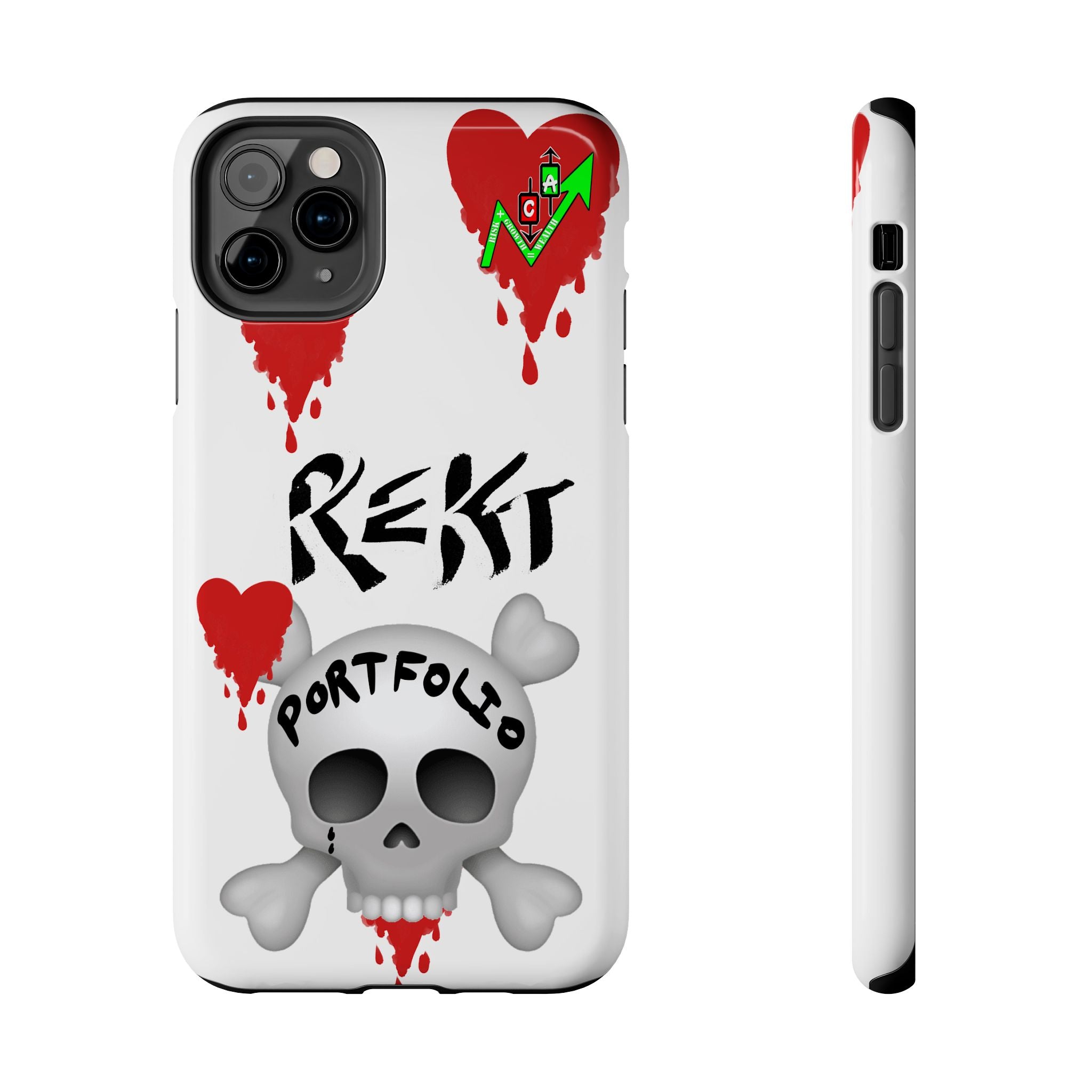 Rekt Portfolio Tough Phone Case — Skull & Dripping Heart Protective Cover
