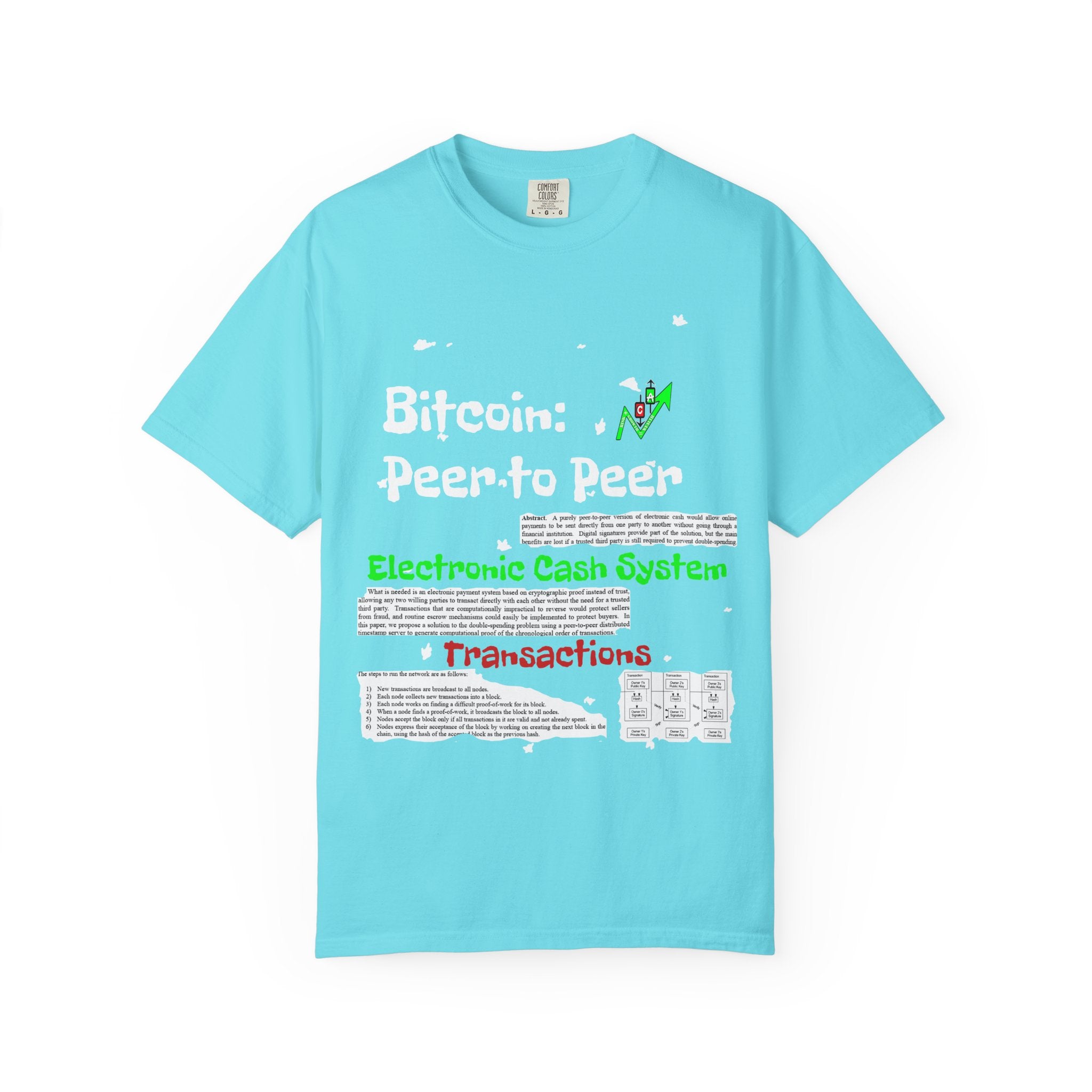 Crypt Apparel Bitcoin inspired T-Shirt | Crypto Graphic Tee, White Paper Text