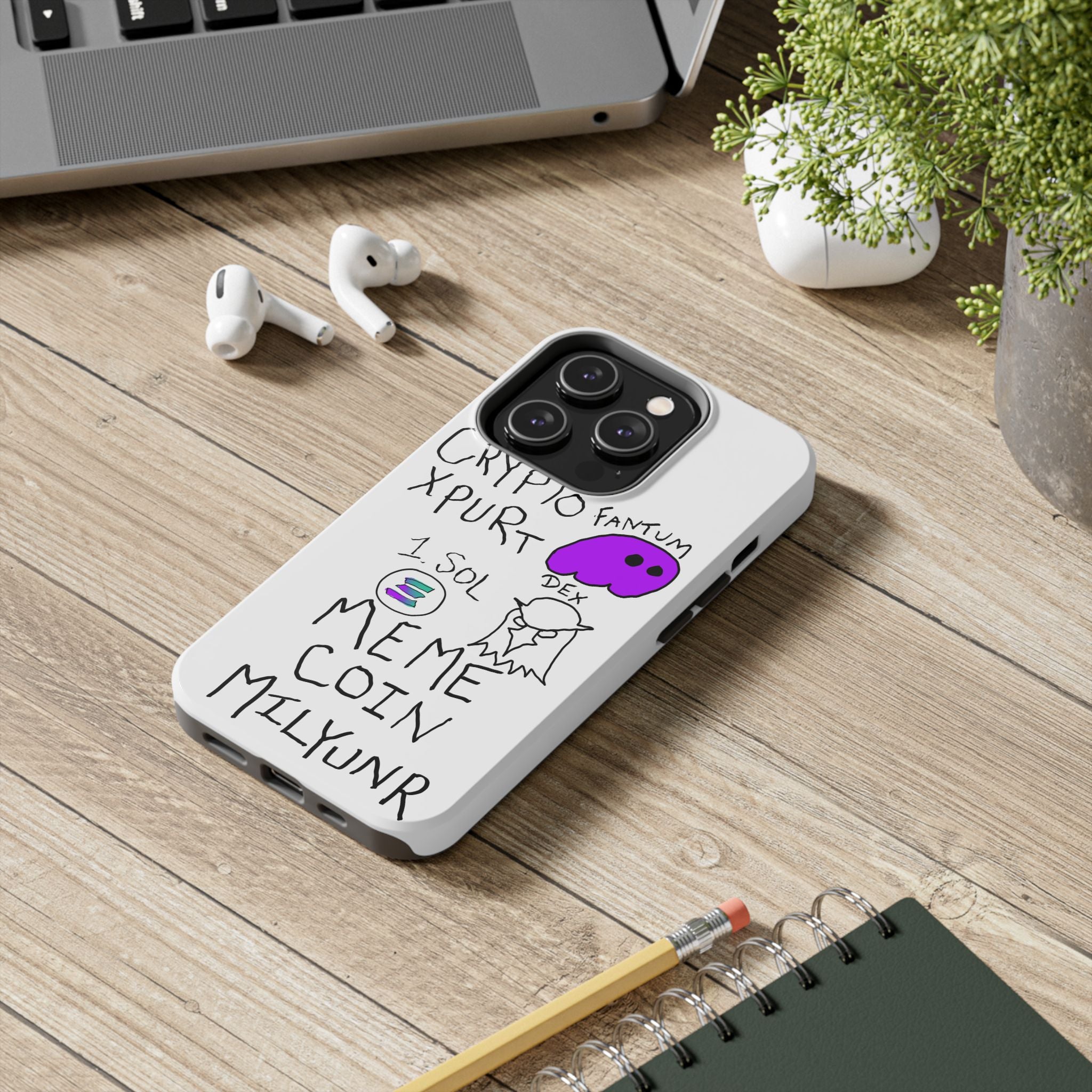 Meme Coin Millionaire Tough Phone Case — Crypto Meme Coin Doodle Design ("Meme Coin Milyunr")
