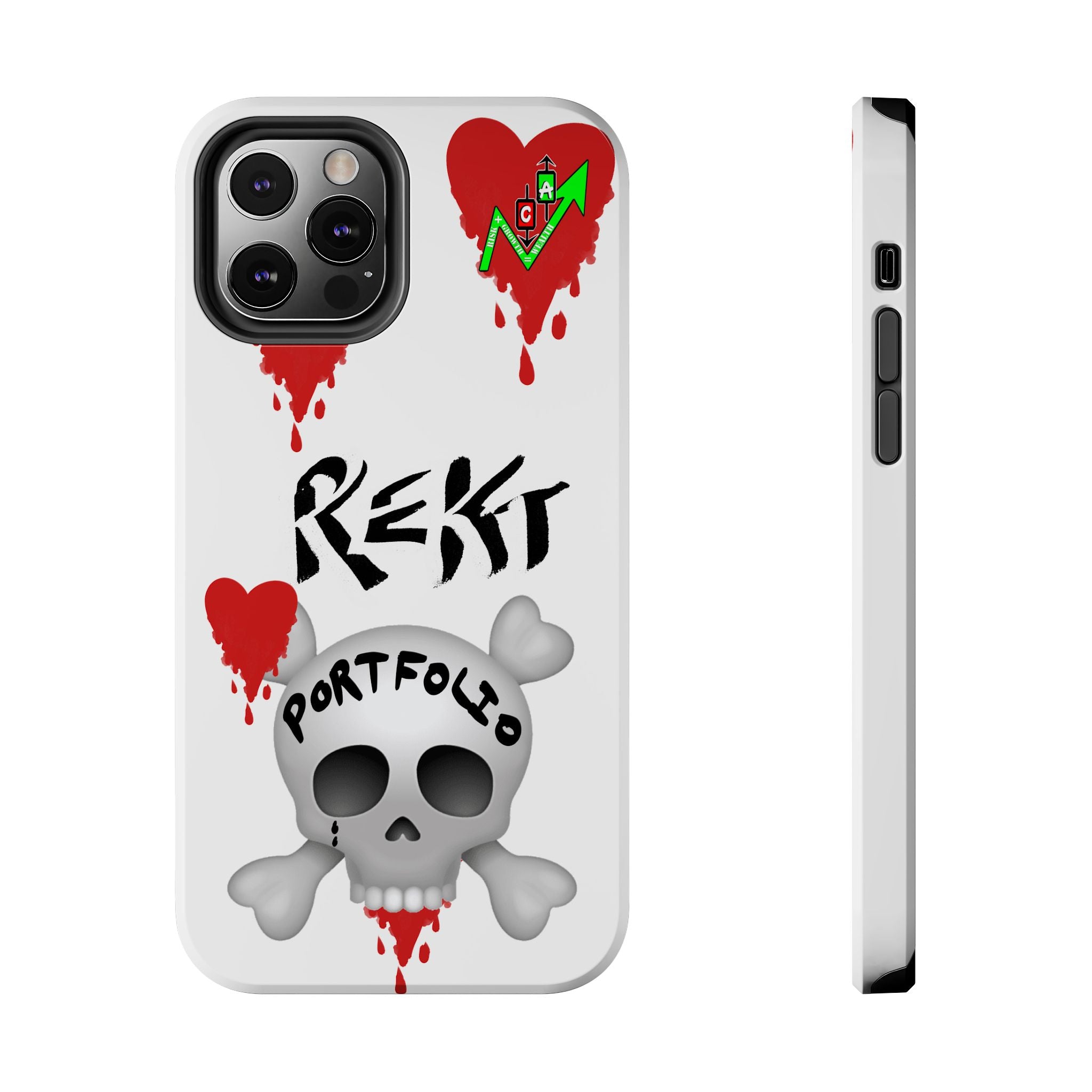 Rekt Portfolio Tough Phone Case — Skull & Dripping Heart Protective Cover