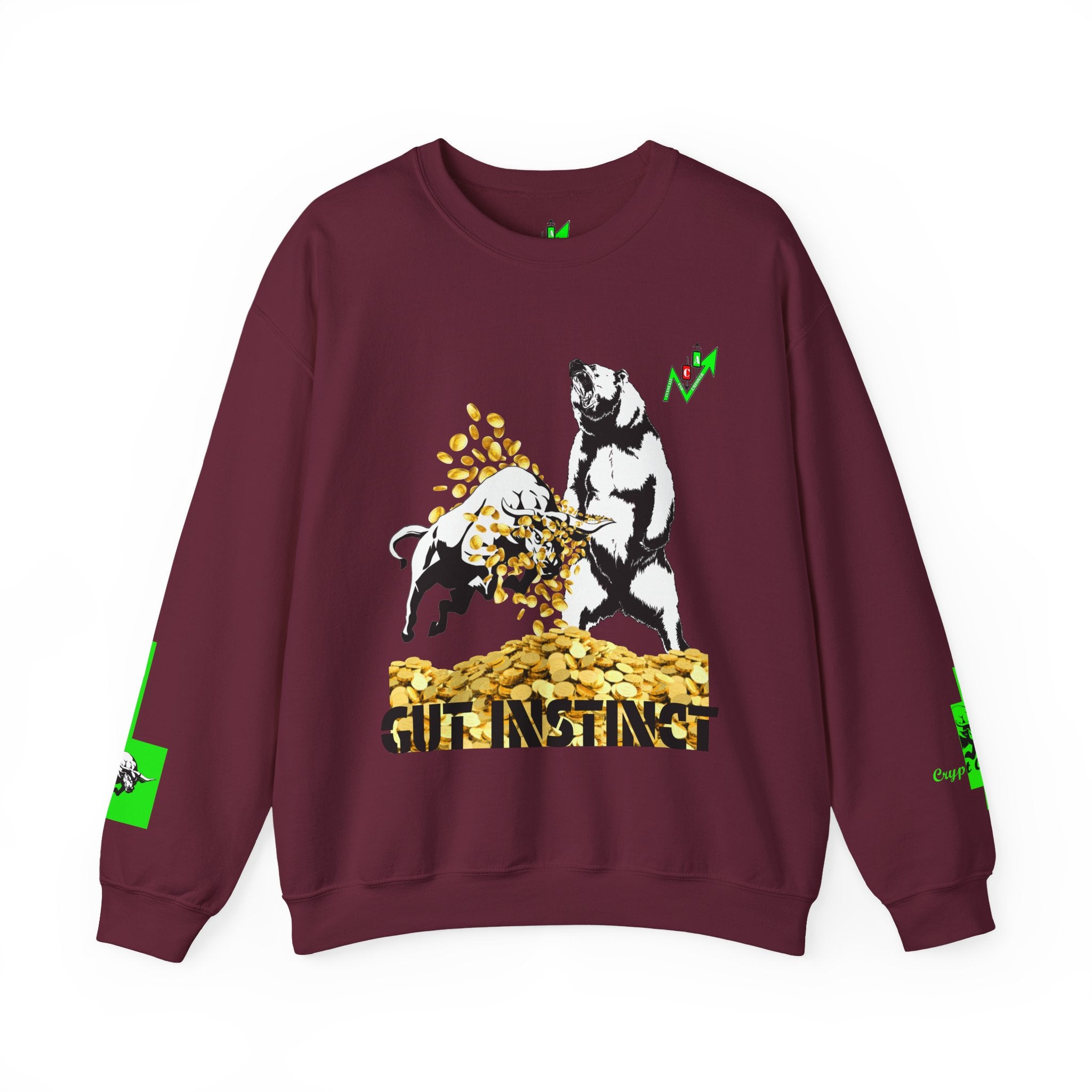 Gut Instinct Bull vs Bear Crypto Crewneck - Slay The Bears Market Sweatshirt