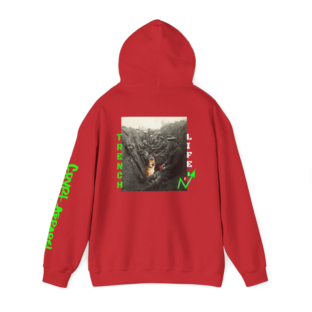 The Trenches Crypto Meme Hoodie — Crypt Apparel Trench Life Graphic Streetwear Hoodie