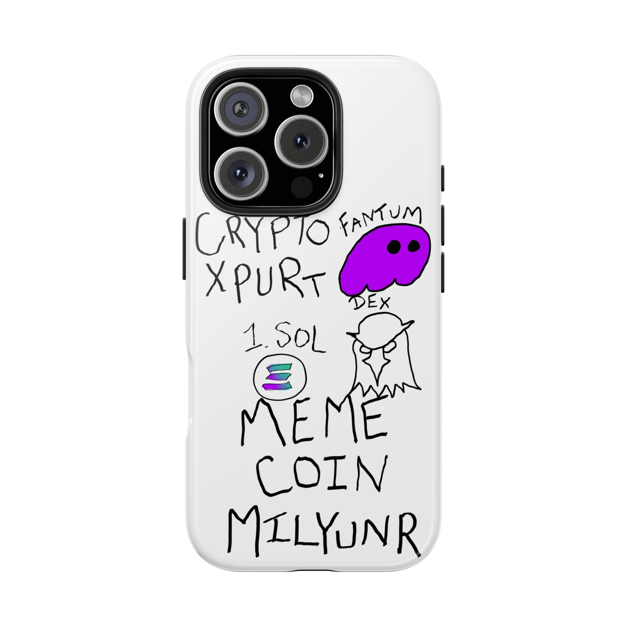 Meme Coin Millionaire Tough Phone Case — Crypto Meme Coin Doodle Design ("Meme Coin Milyunr")