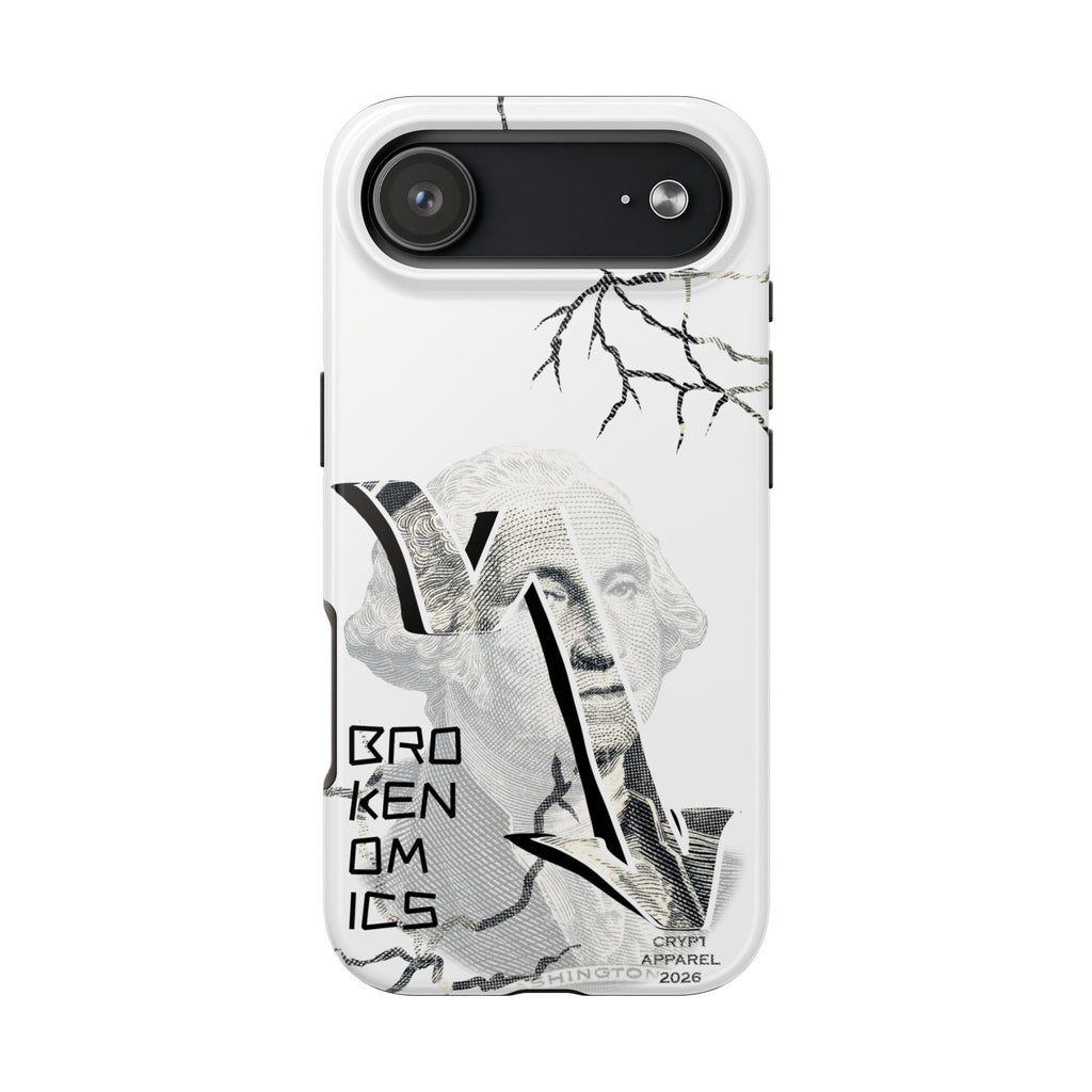 Brokenomics Crypto Tough Phone Case — 'Crypt Apparel' Cracked Dollar Graphic Protective Cover