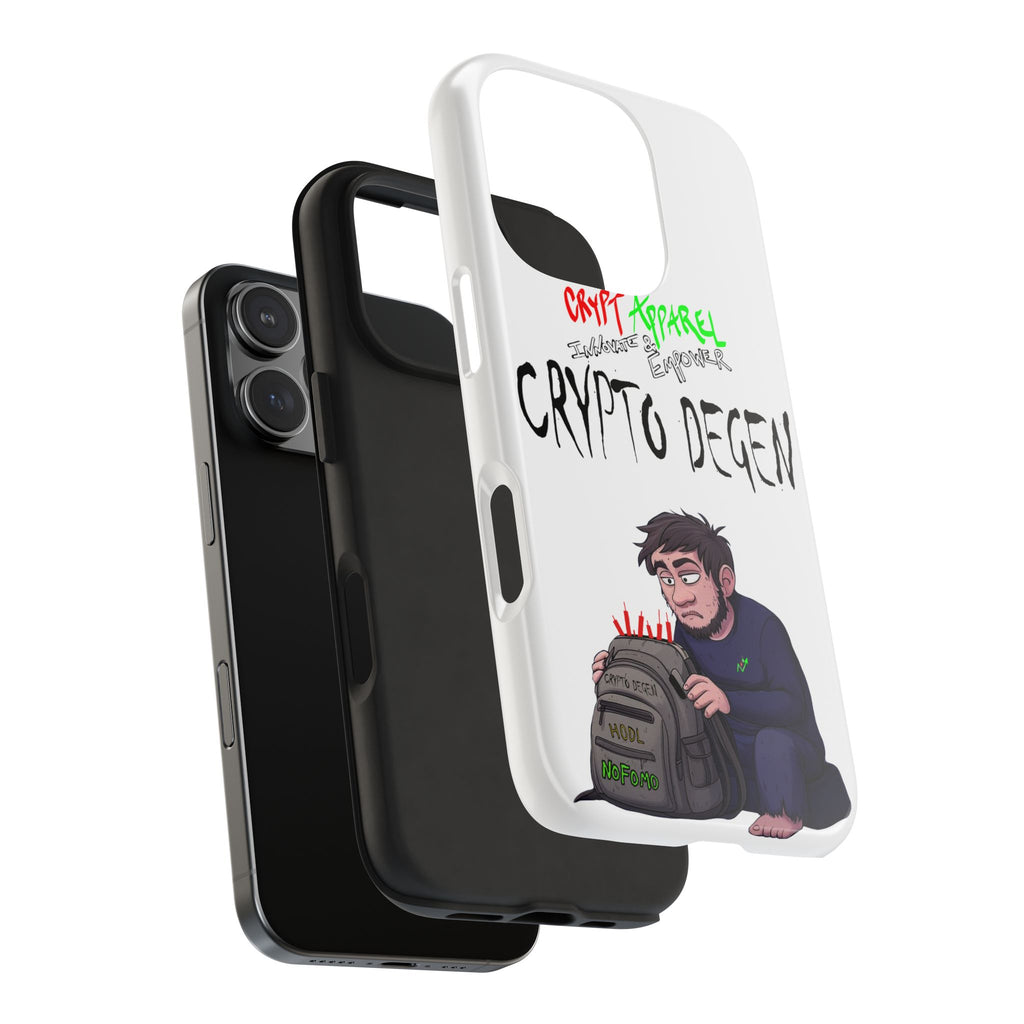 Crypto Degen Tough Phone Case — Cartoon HODL Backpack Design