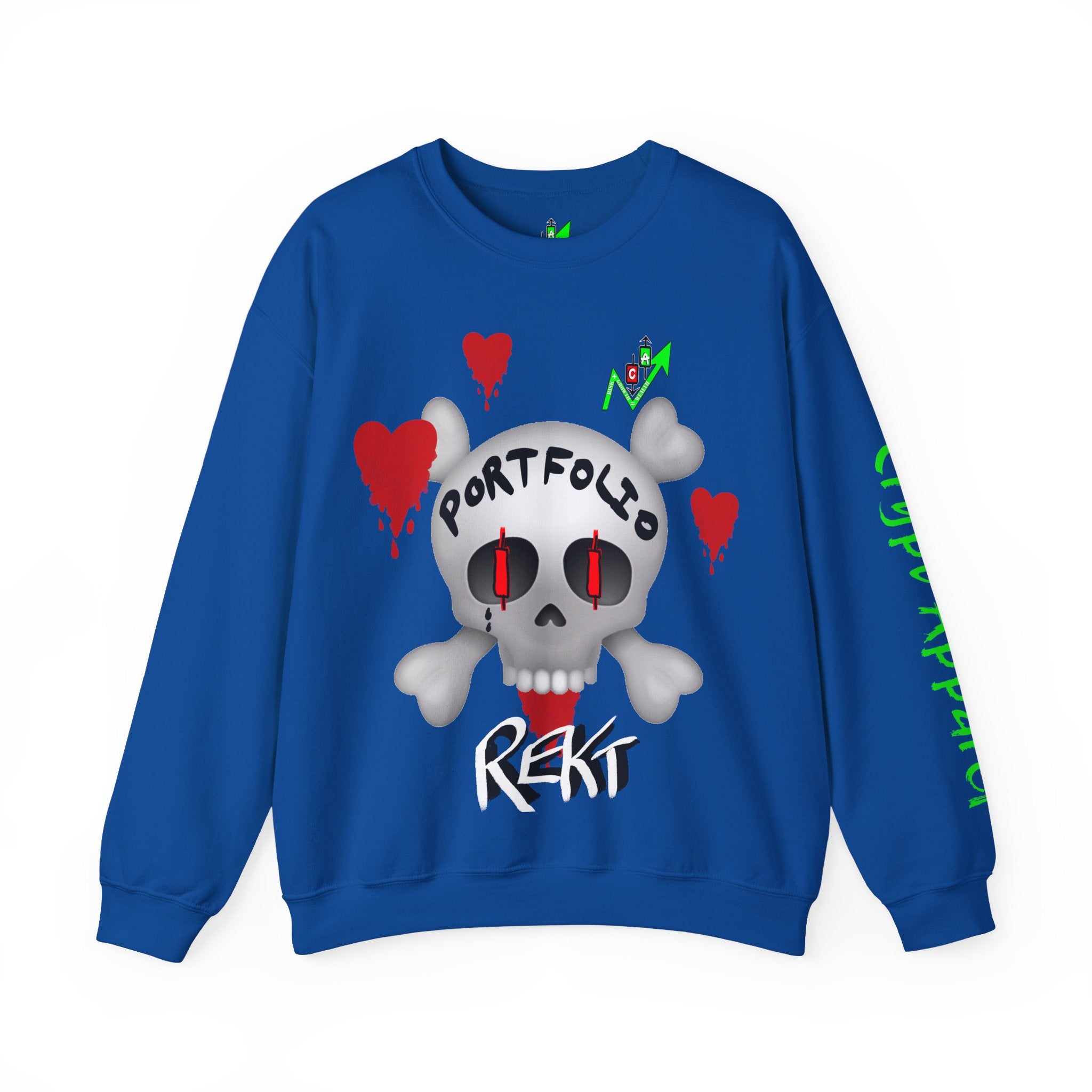 Crypto Rekt Portfolio Crewneck Sweatshirt | Crypt Apparel Streetwear Graphic