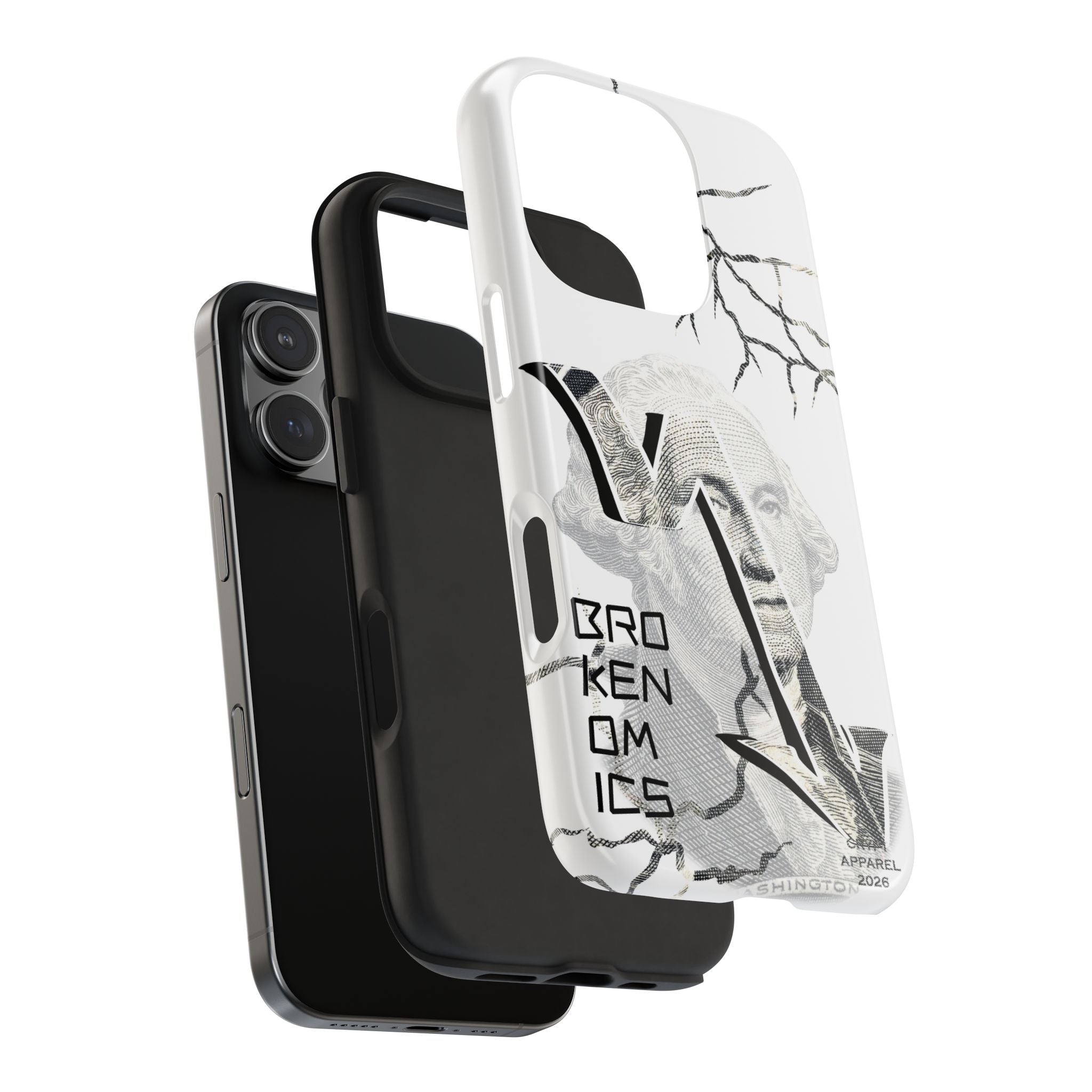 Brokenomics Crypto Tough Phone Case — 'Crypt Apparel' Cracked Dollar Graphic Protective Cover