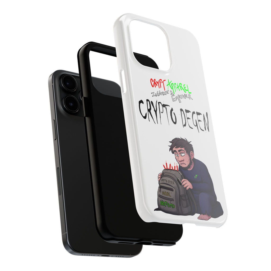 Crypto Degen Tough Phone Case — Cartoon HODL Backpack Design