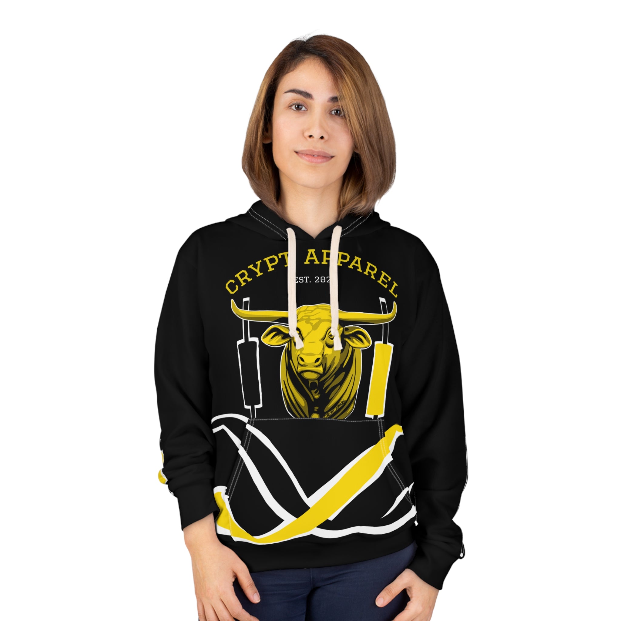 Golden Cross Crypto Bull Market Graphic Hoodie — "Crypt Apparel" Full Port Pullover