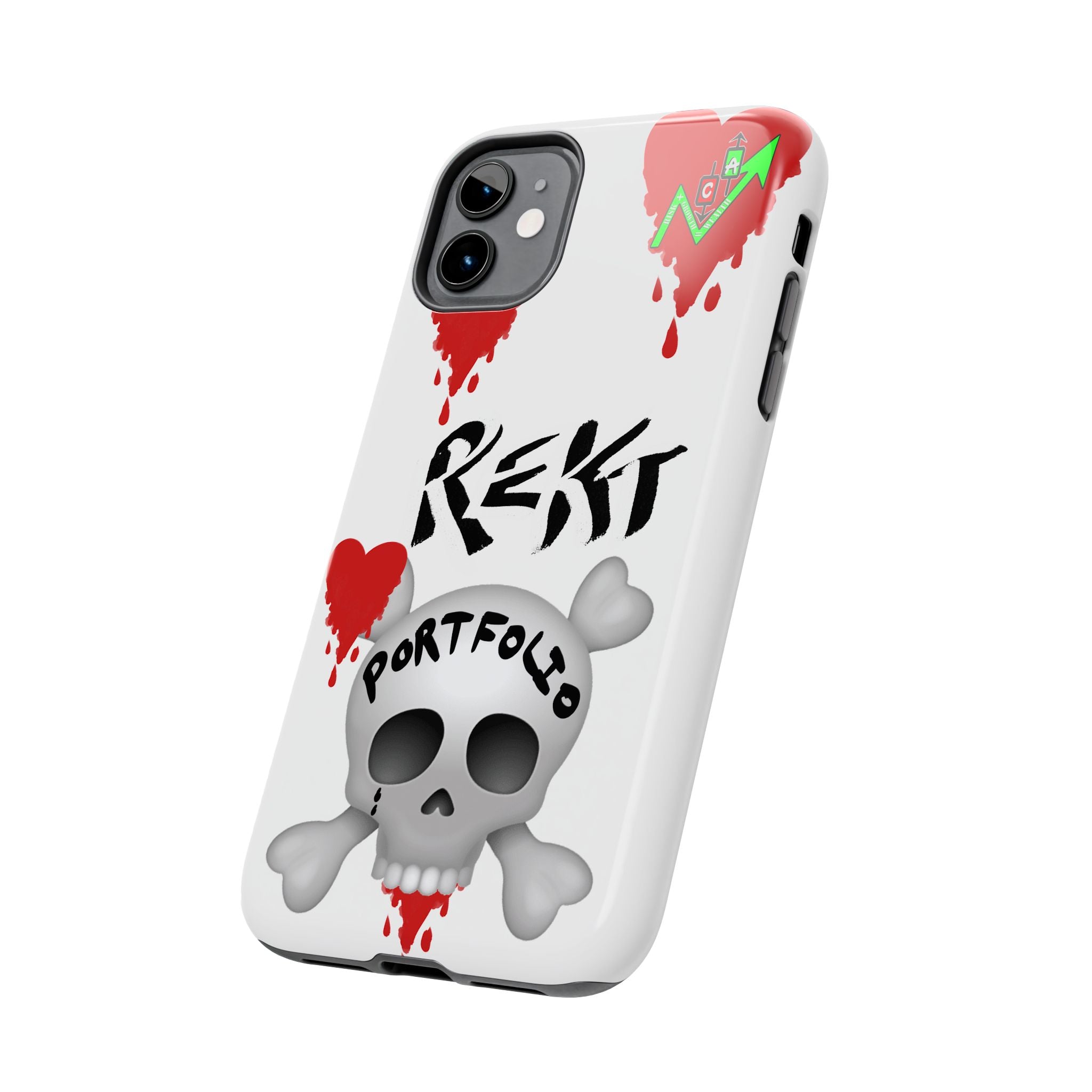 Rekt Portfolio Tough Phone Case — Skull & Dripping Heart Protective Cover