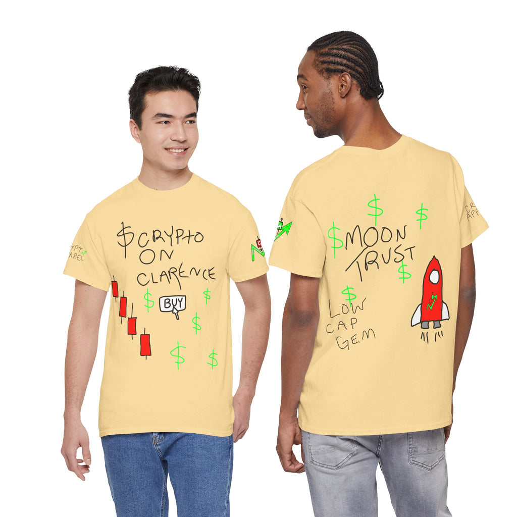 Crypto on Clarence Tee — "Crypt Apparel" / "crypto illiterate" Graphic Shirt