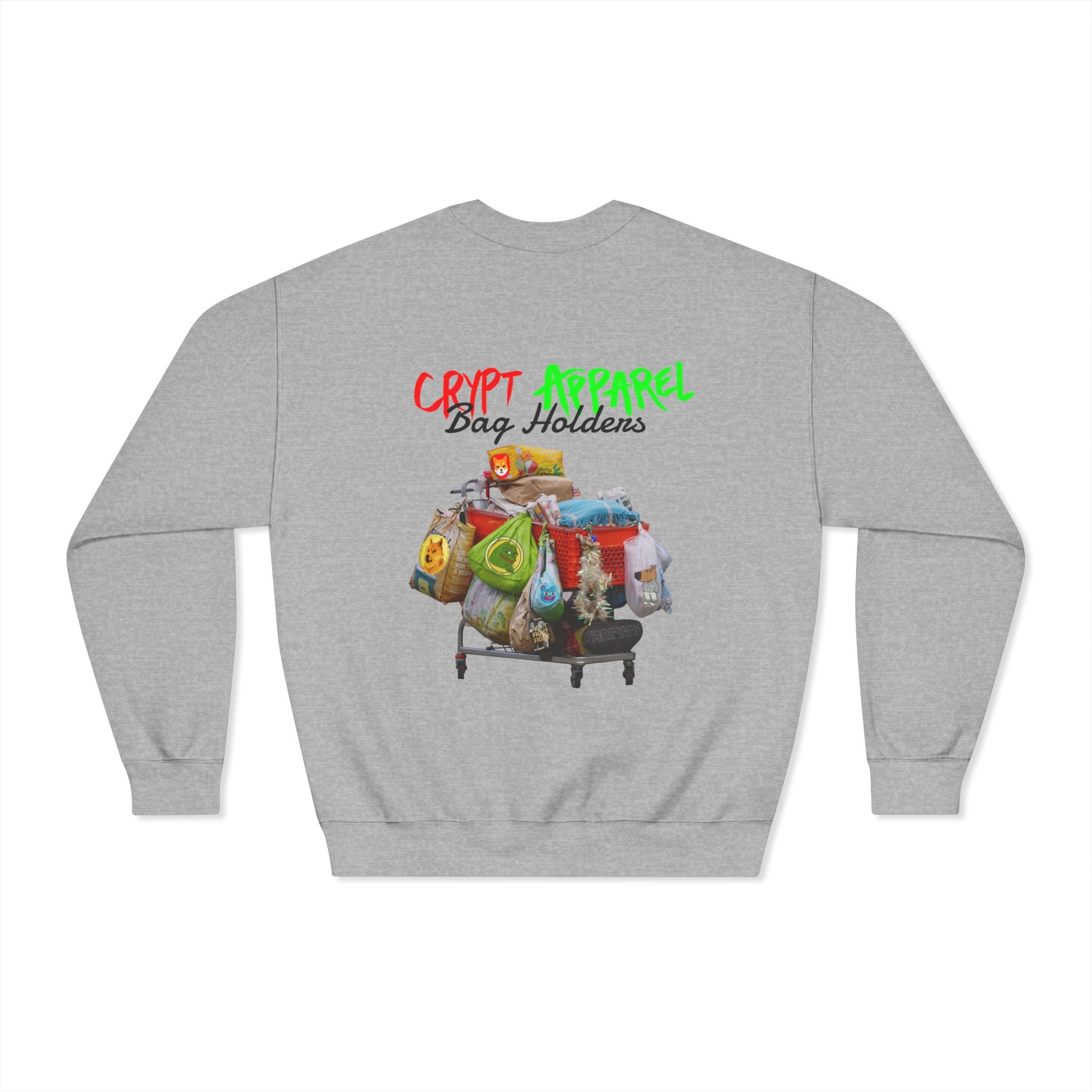 Bag Holders Meme Coin Crypto Crewneck Sweatshirt — "Crypt Apparel" Graphic