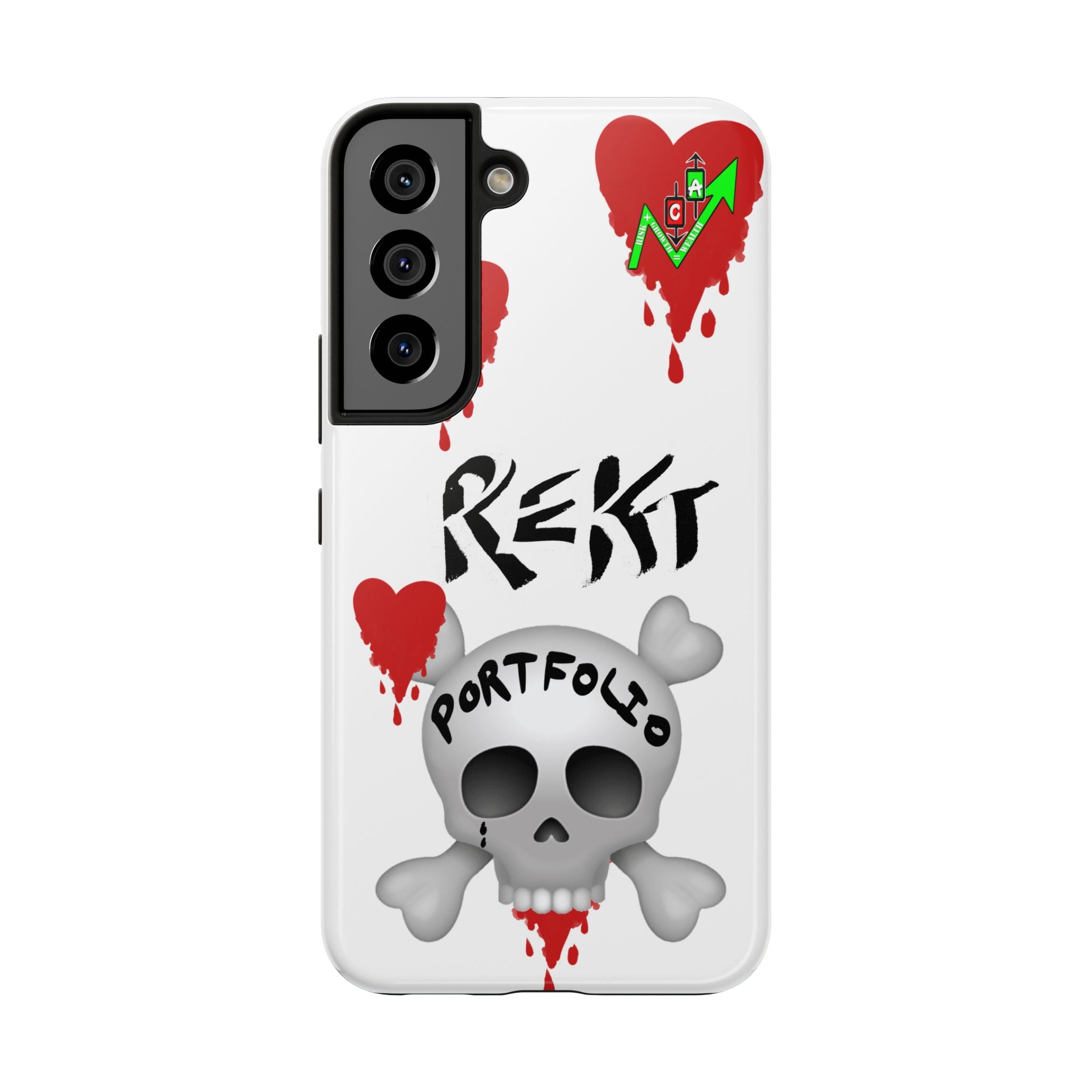 Rekt Portfolio Tough Phone Case — Skull & Dripping Heart Protective Cover