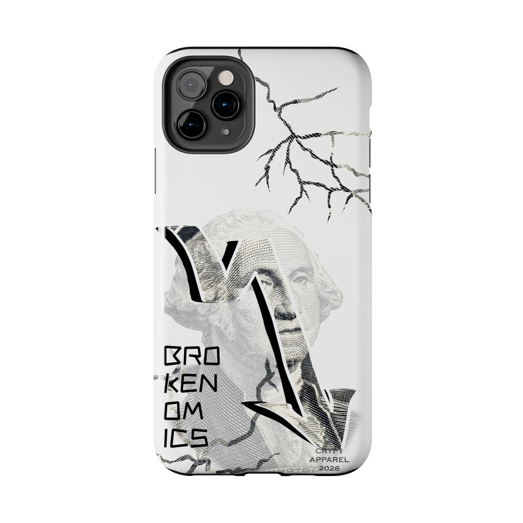 Brokenomics Crypto Tough Phone Case — 'Crypt Apparel' Cracked Dollar Graphic Protective Cover