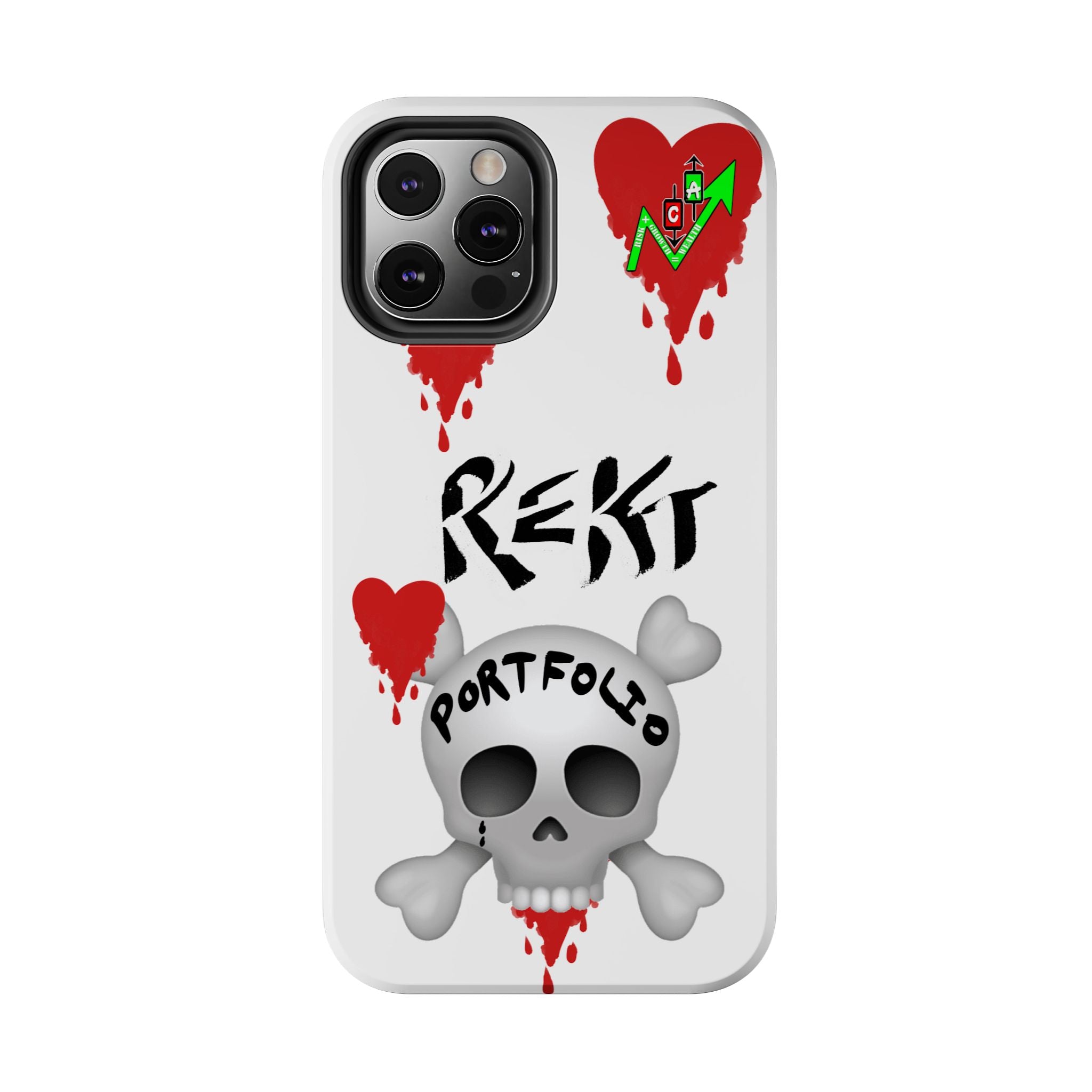 Rekt Portfolio Tough Phone Case — Skull & Dripping Heart Protective Cover