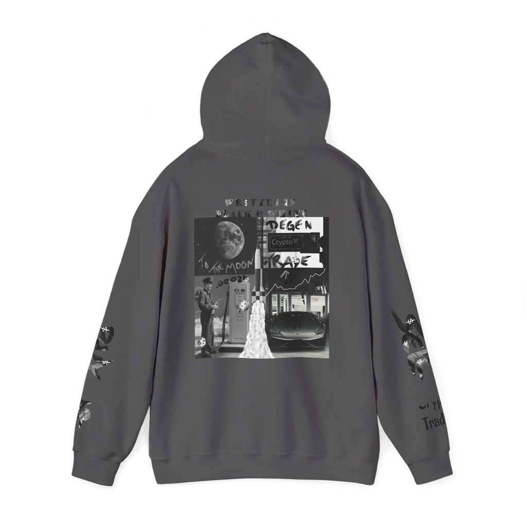 Black & White Crypto Collage Hoodie | Crypt Apparel Graphic Sweatshirt