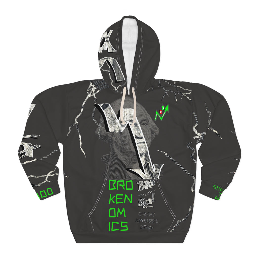 Black Crypt Apparel All Over Print Hoodie, crypto trading, stock market, money print.