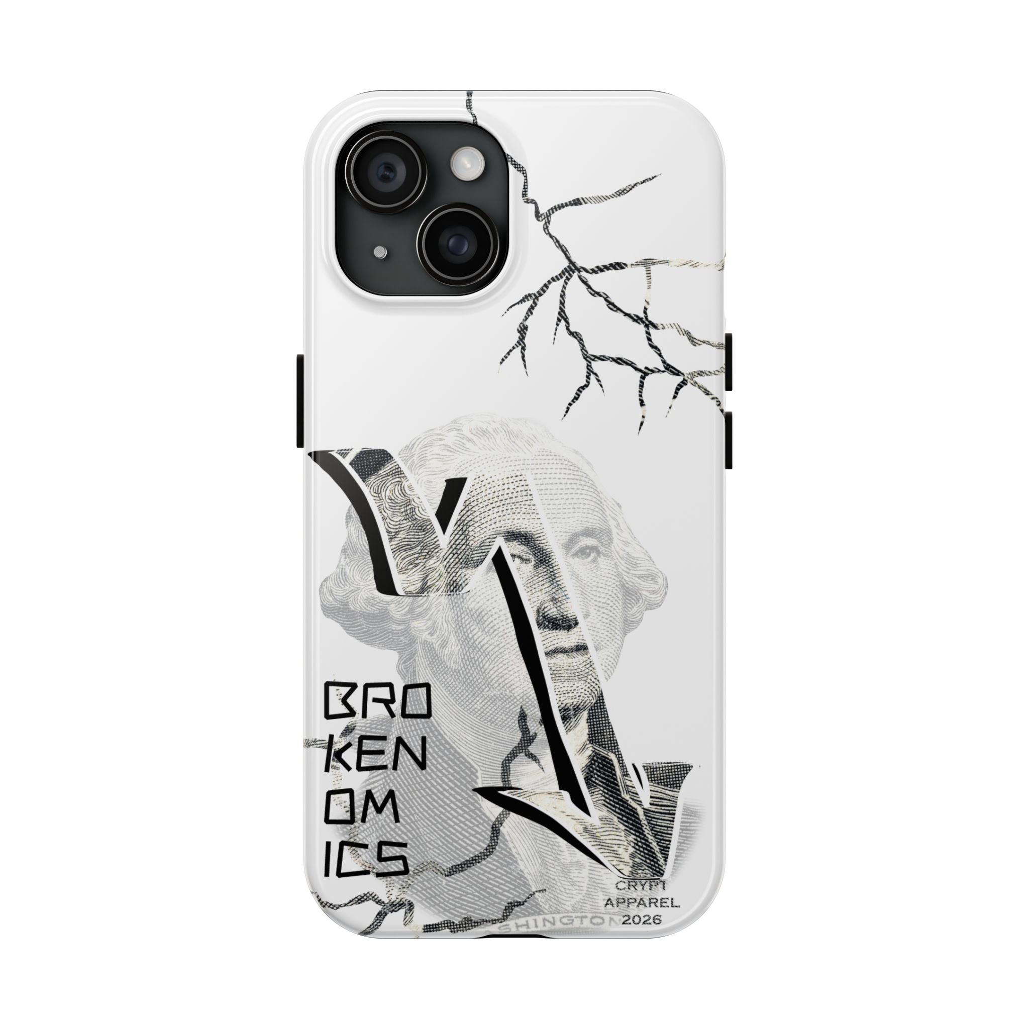 Brokenomics Crypto Tough Phone Case — 'Crypt Apparel' Cracked Dollar Graphic Protective Cover