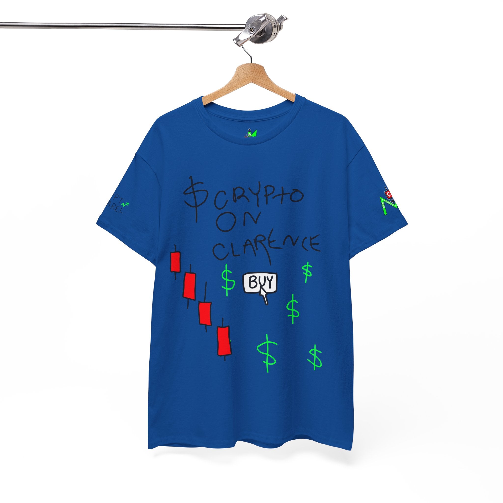 Crypto on Clarence Tee — "Crypt Apparel" / "crypto illiterate" Graphic Shirt