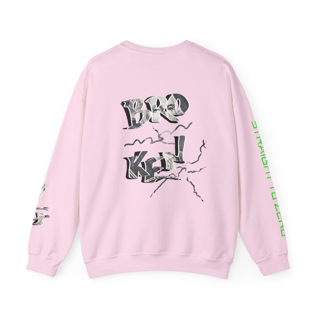 Brokenomics Crypto Crewneck Sweatshirt — Crypt Apparel Graphic Pullover with Neon Green Accents