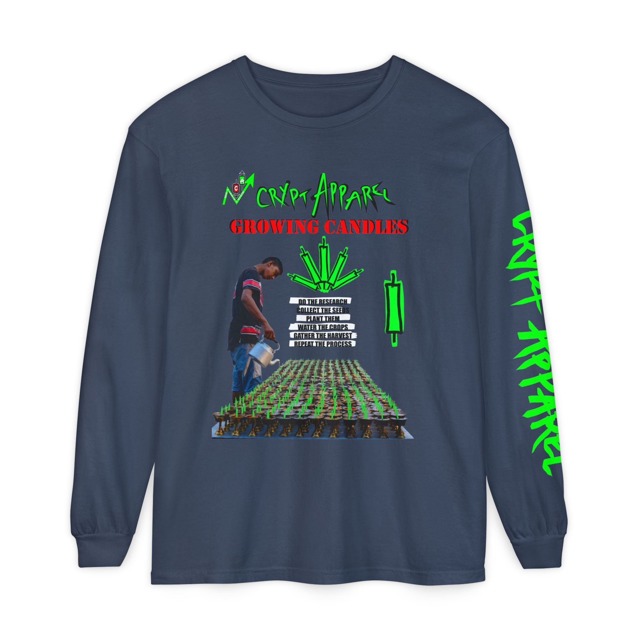 Growing Candles Long Sleeve Tee — "Crypt Apparel" Nurturing Growth