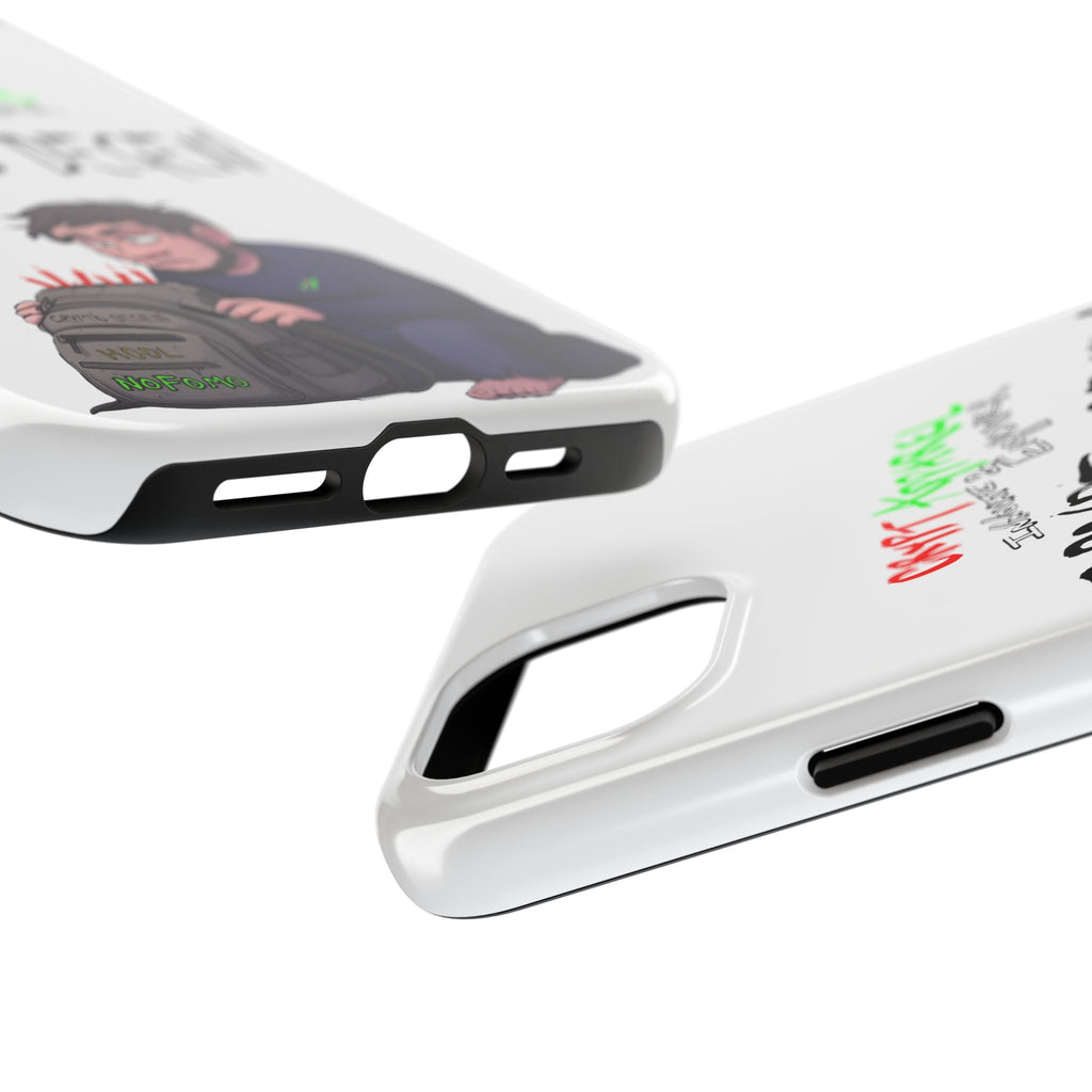 Crypto Degen Tough Phone Case — Cartoon HODL Backpack Design