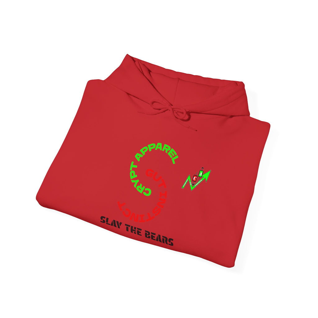 Gut Instinct Bulls vs Bears Hoodie — Crypt Apparel “Slay the Bears” Crypto Graphic Hoodie