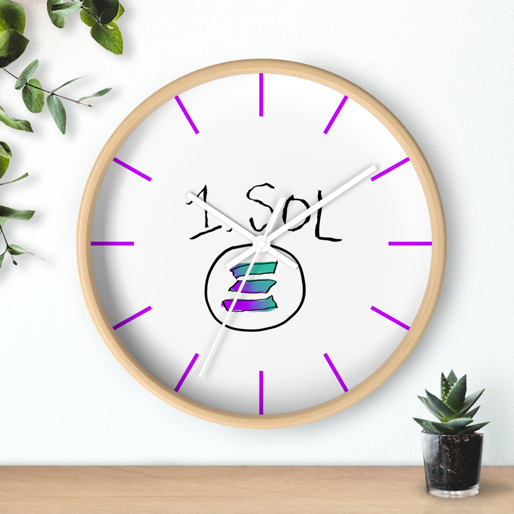 Meme Coin Milyunr crypto degen Wall Clock — Crypt Apparel SOL inspired White Clock with Purple Accents