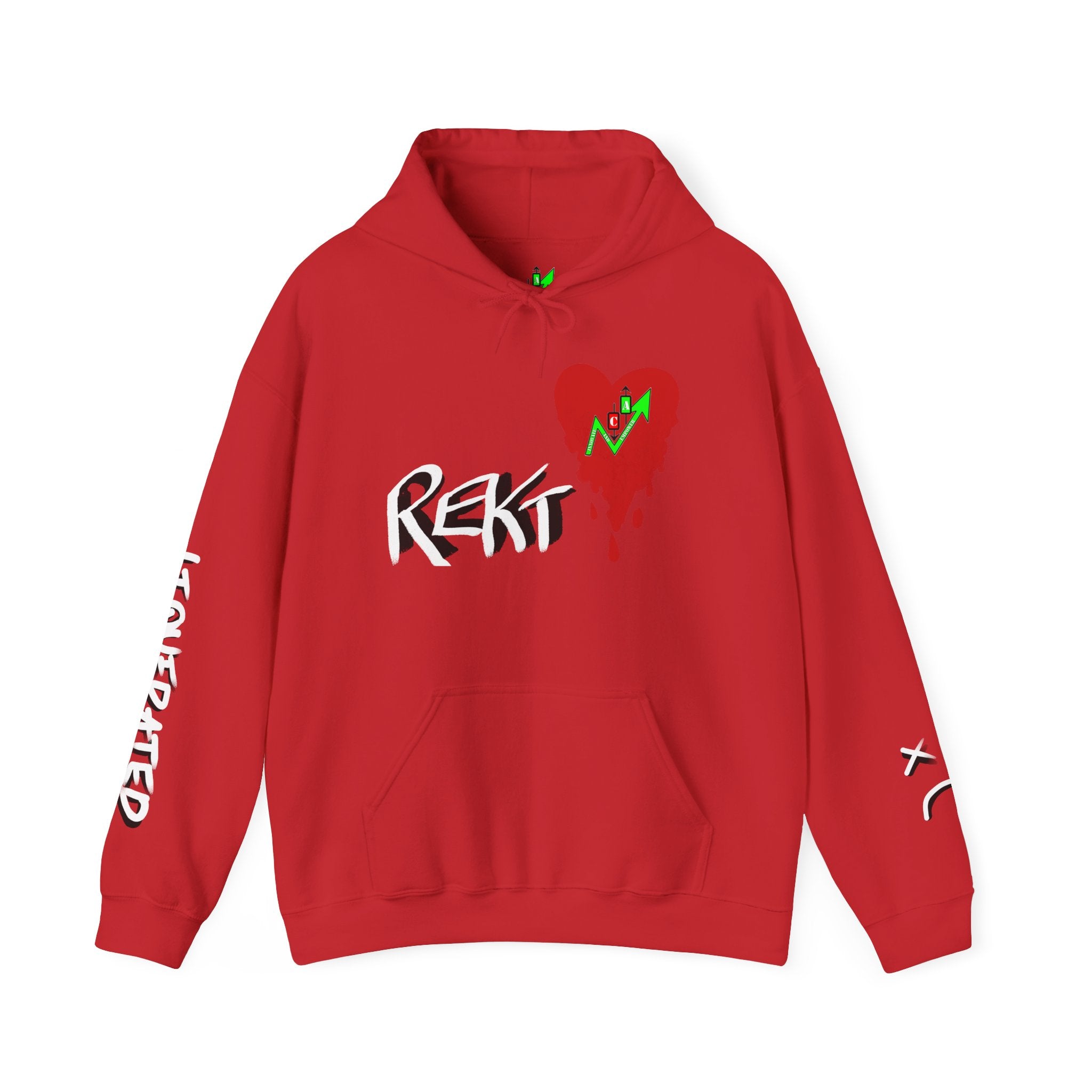 Rekt Portfolio Crypto Trading Hoodie – Crypt Apparel Skull Heart Graffiti Streetwear Pullover
