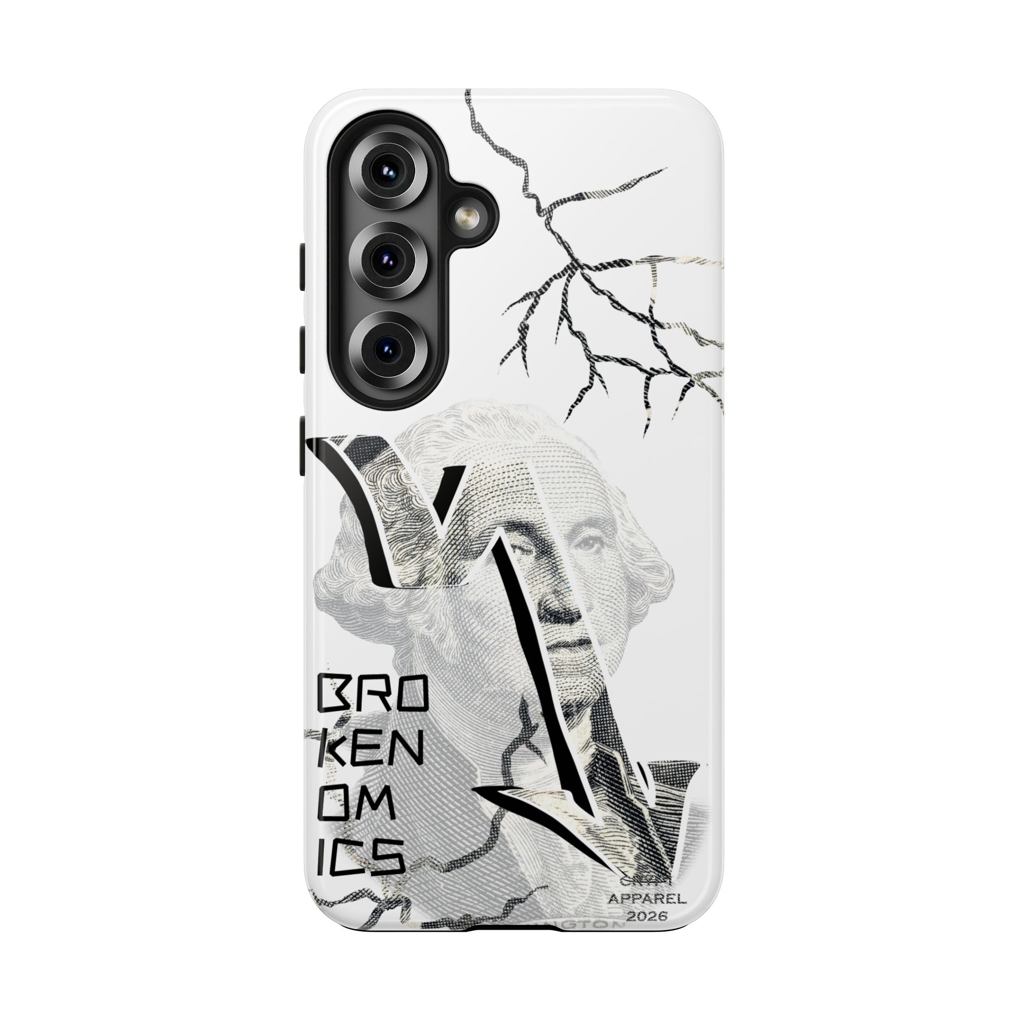 Brokenomics Crypto Tough Phone Case — 'Crypt Apparel' Cracked Dollar Graphic Protective Cover