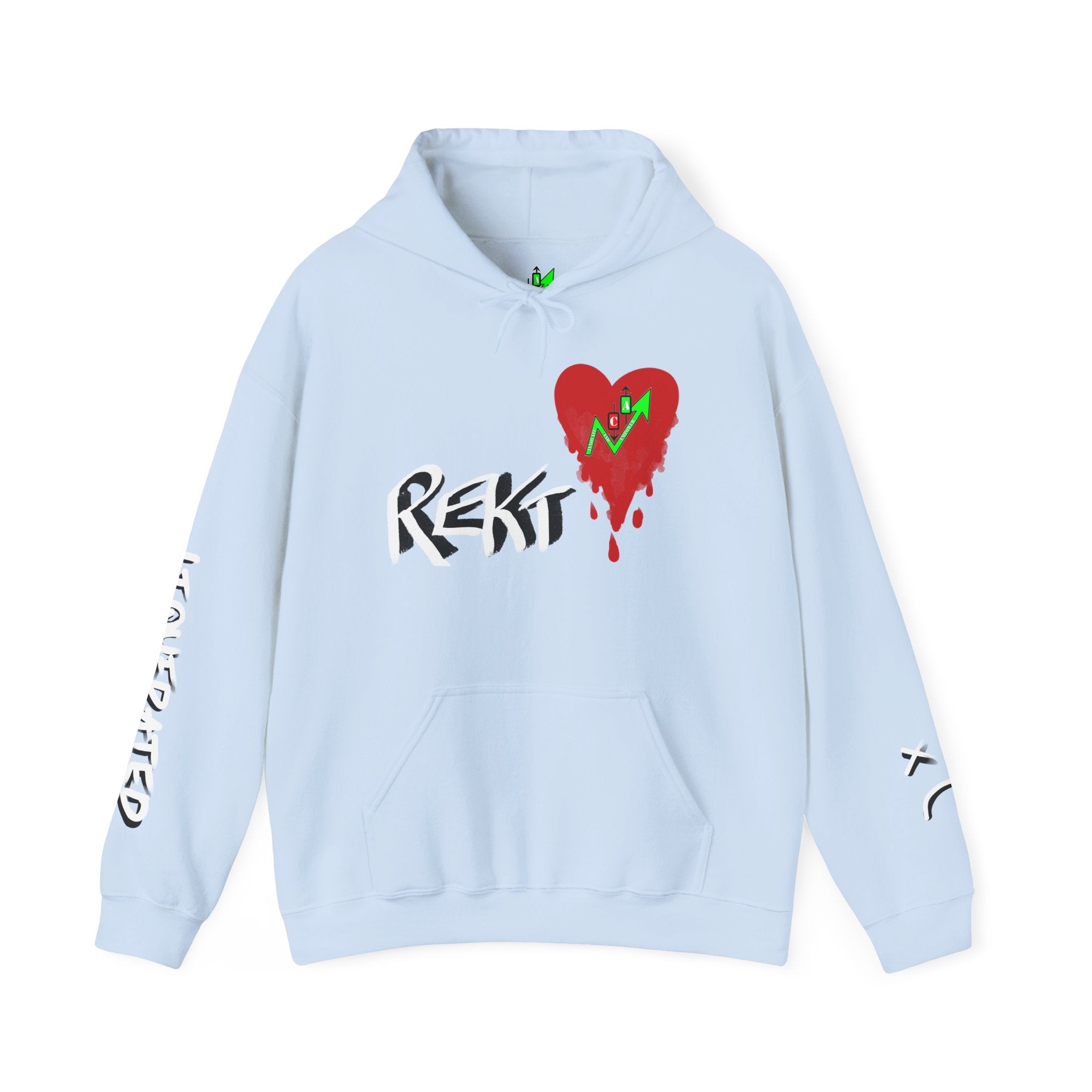 Rekt Portfolio Crypto Trading Hoodie – Crypt Apparel Skull Heart Graffiti Streetwear Pullover