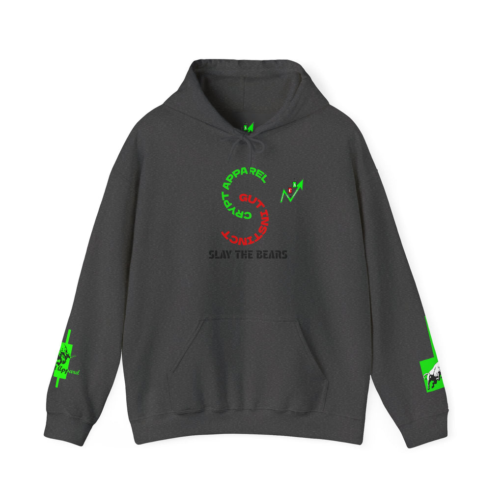 Gut Instinct Bulls vs Bears Hoodie — Crypt Apparel “Slay the Bears” Crypto Graphic Hoodie