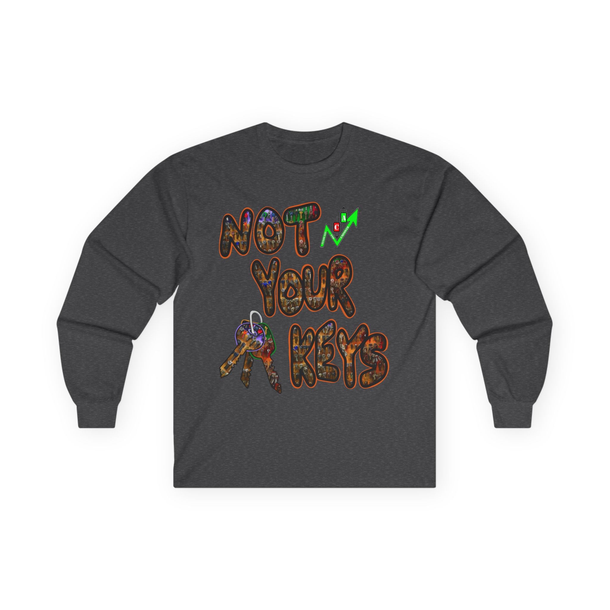 Not Your Keys Crypto Long Sleeve Tee — "Not Your Keys / Not Your Coins" Graphic Shirt