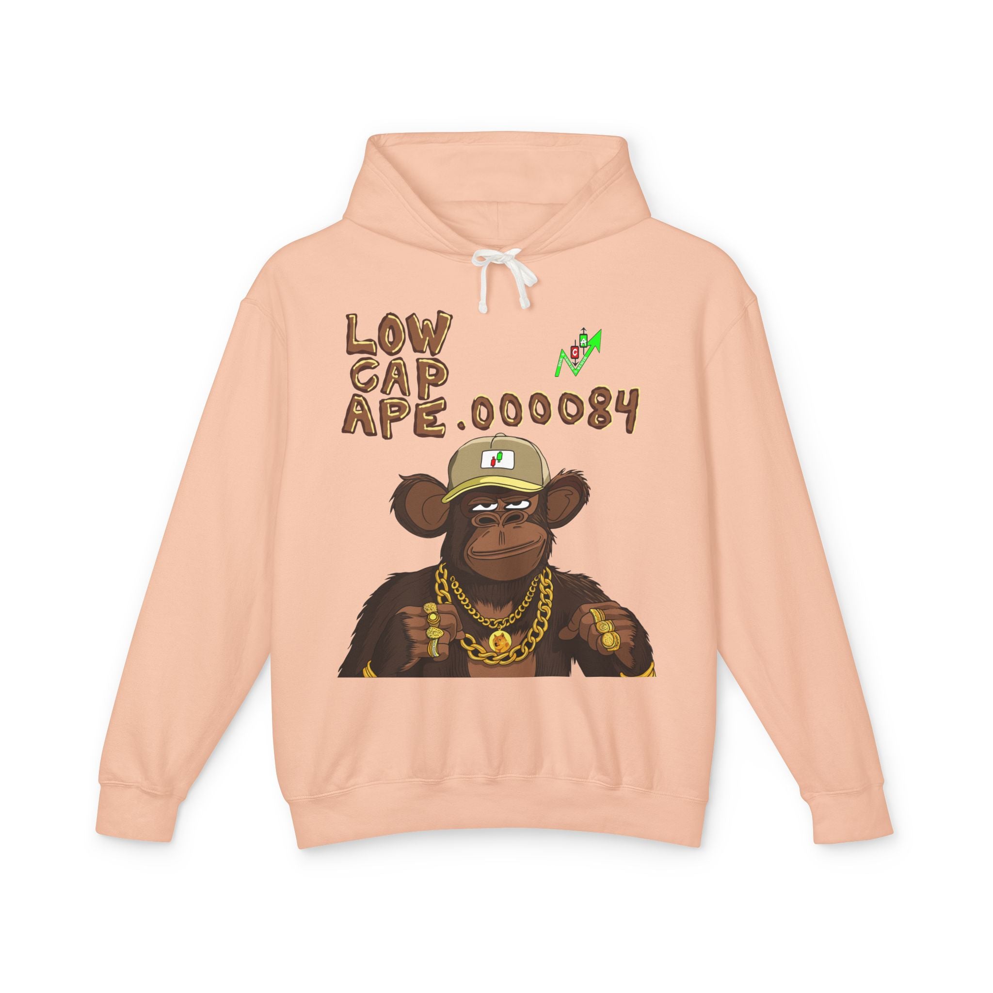 Low Cap Ape Meme Coin Hoodie — Crypt Apparel Cryptocurrency Graphic Pullover