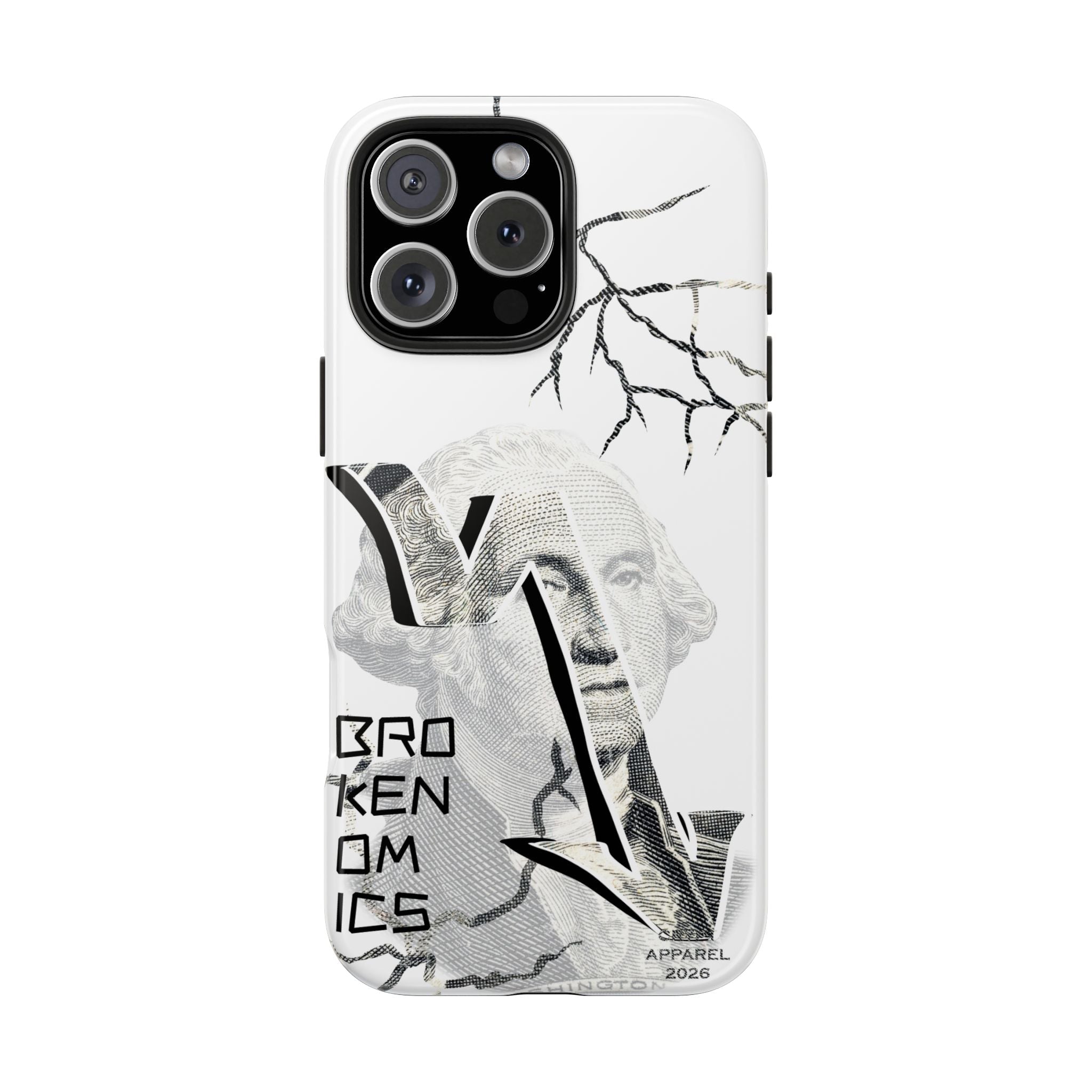 Brokenomics Crypto Tough Phone Case — 'Crypt Apparel' Cracked Dollar Graphic Protective Cover