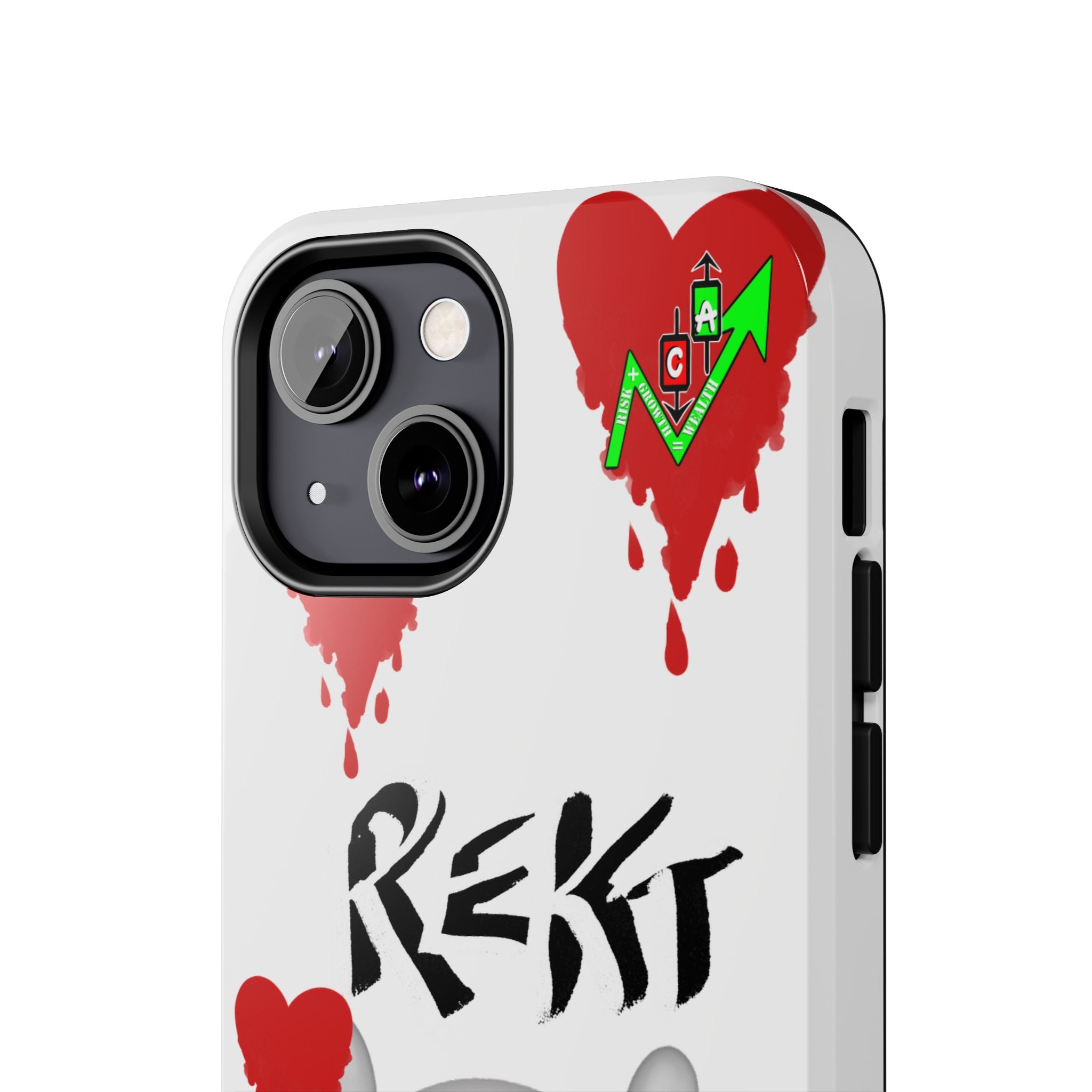 Rekt Portfolio Tough Phone Case — Skull & Dripping Heart Protective Cover