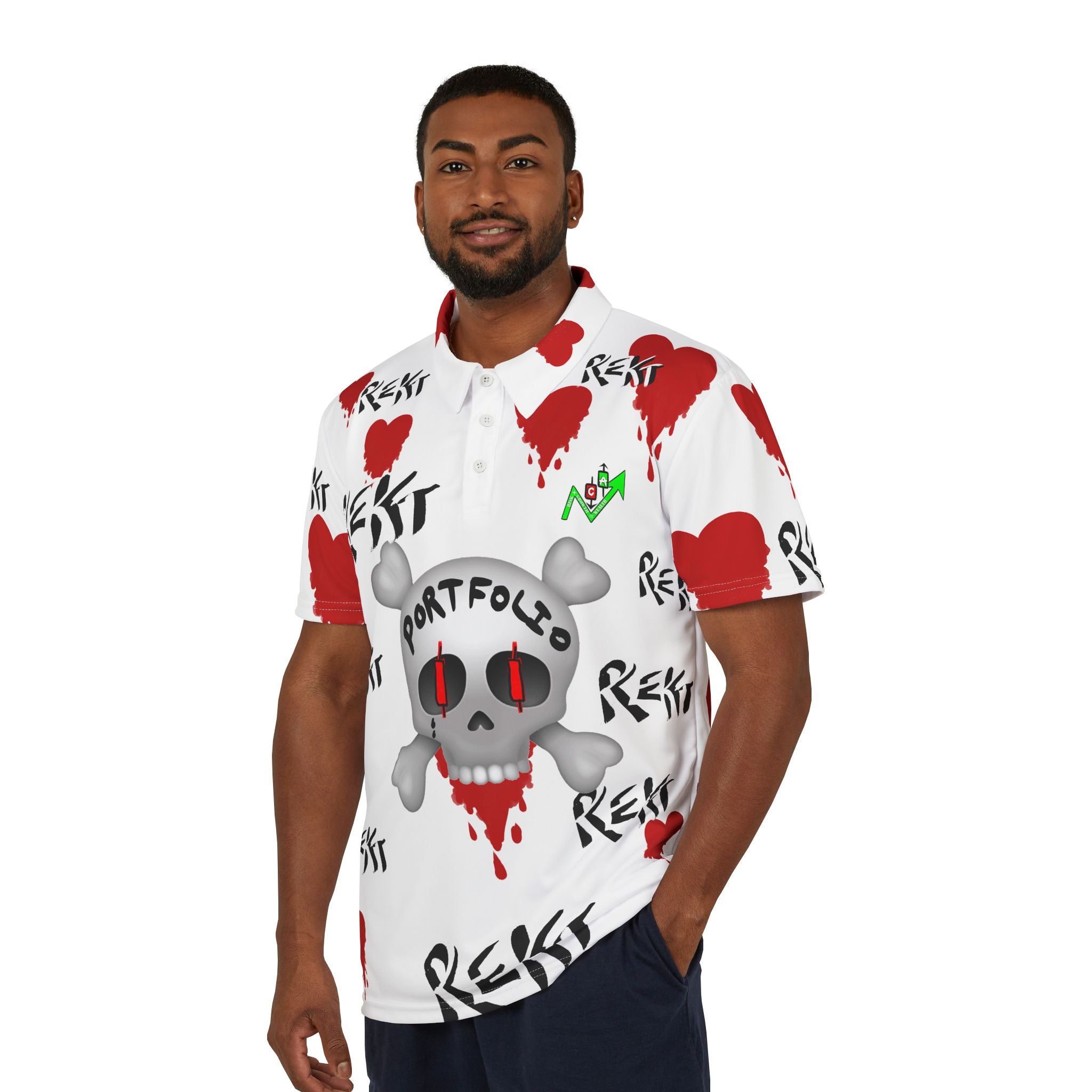 Crypto Rekt Portfolio artistic Polo Shirt | Crypt Apparel Streetwear