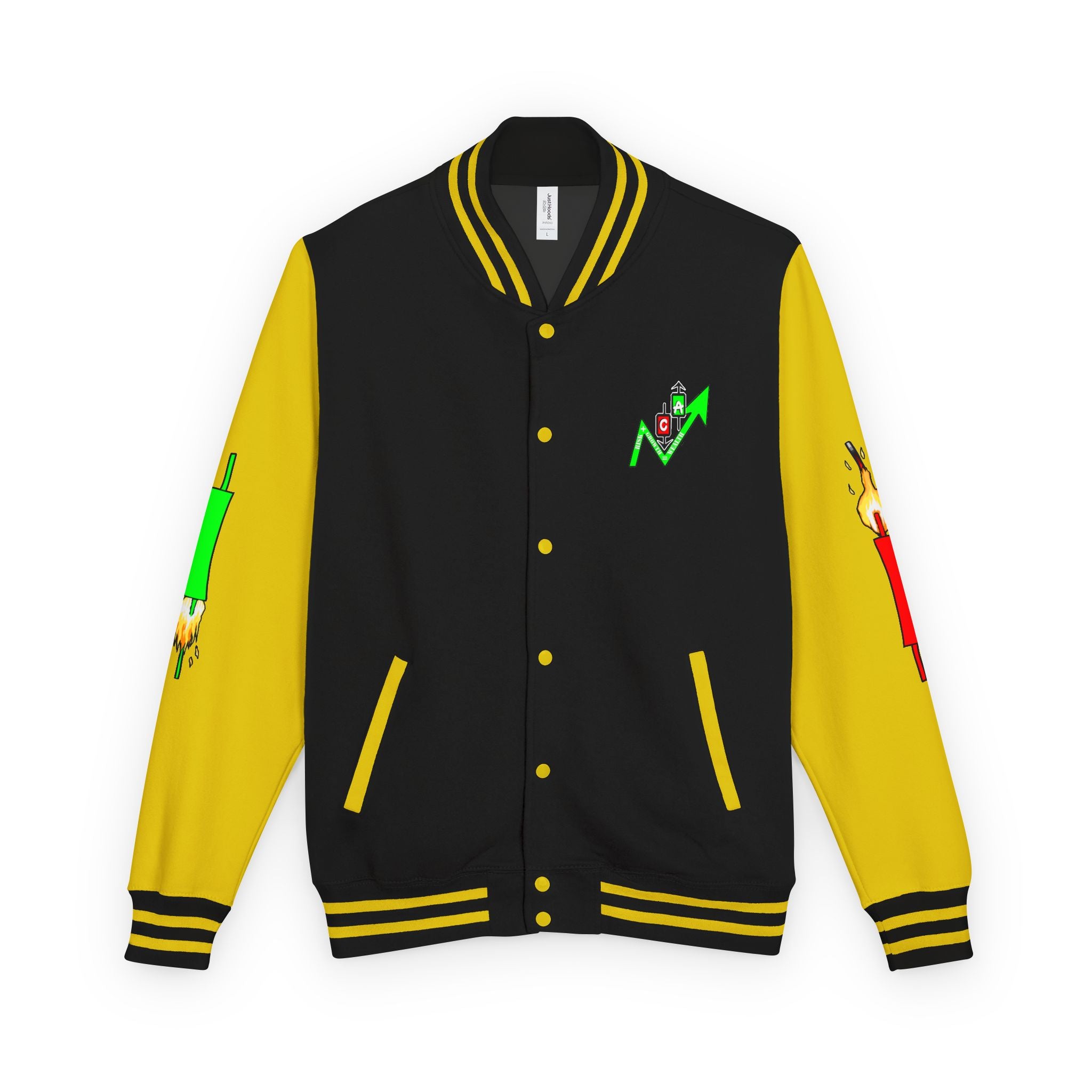 Crypt Apparel Letterman Jacket — 'Crypto Trader' Neon Graffiti Varsity Jacket
