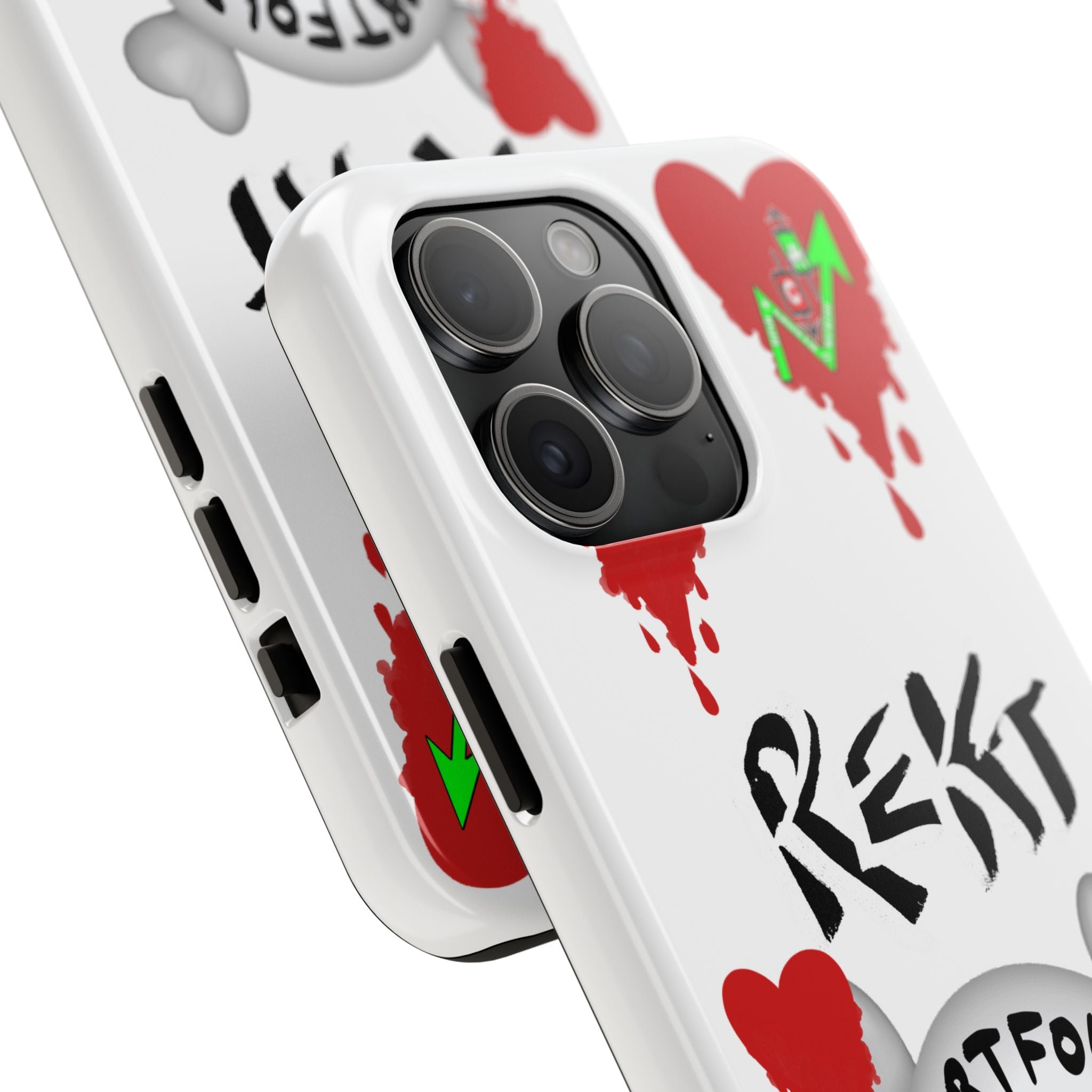 Rekt Portfolio Tough Phone Case — Skull & Dripping Heart Protective Cover