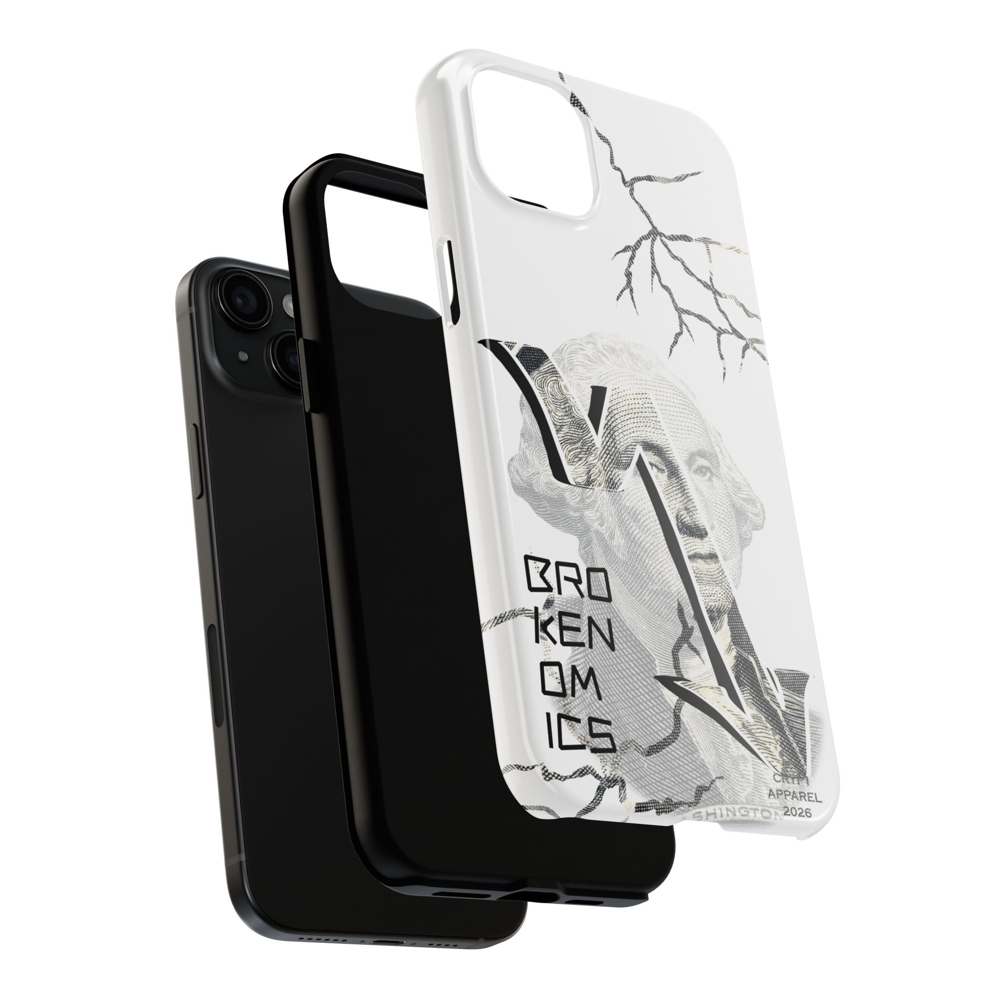 Brokenomics Crypto Tough Phone Case — 'Crypt Apparel' Cracked Dollar Graphic Protective Cover