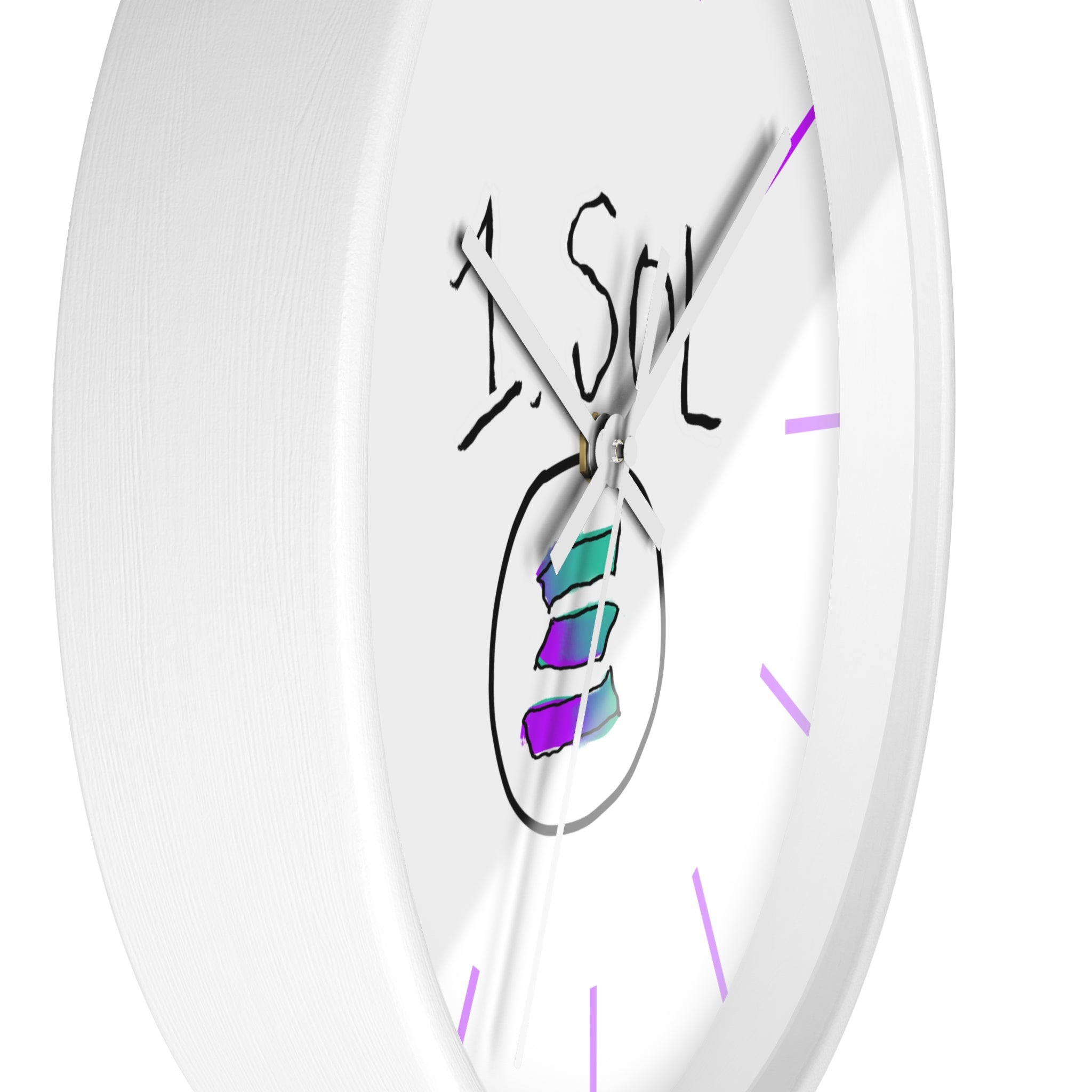 Meme Coin Milyunr crypto degen Wall Clock — Crypt Apparel SOL inspired White Clock with Purple Accents