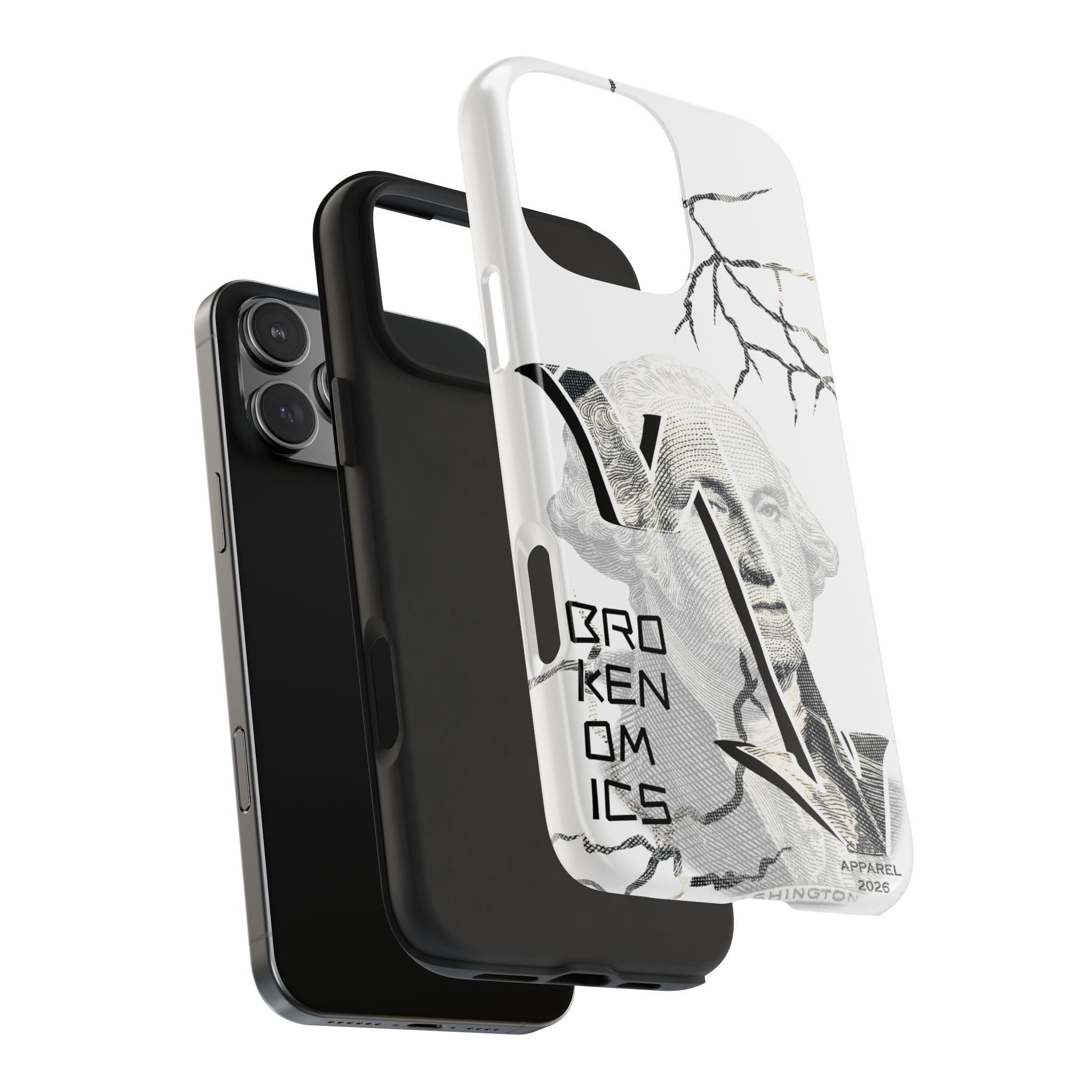 Brokenomics Crypto Tough Phone Case — 'Crypt Apparel' Cracked Dollar Graphic Protective Cover