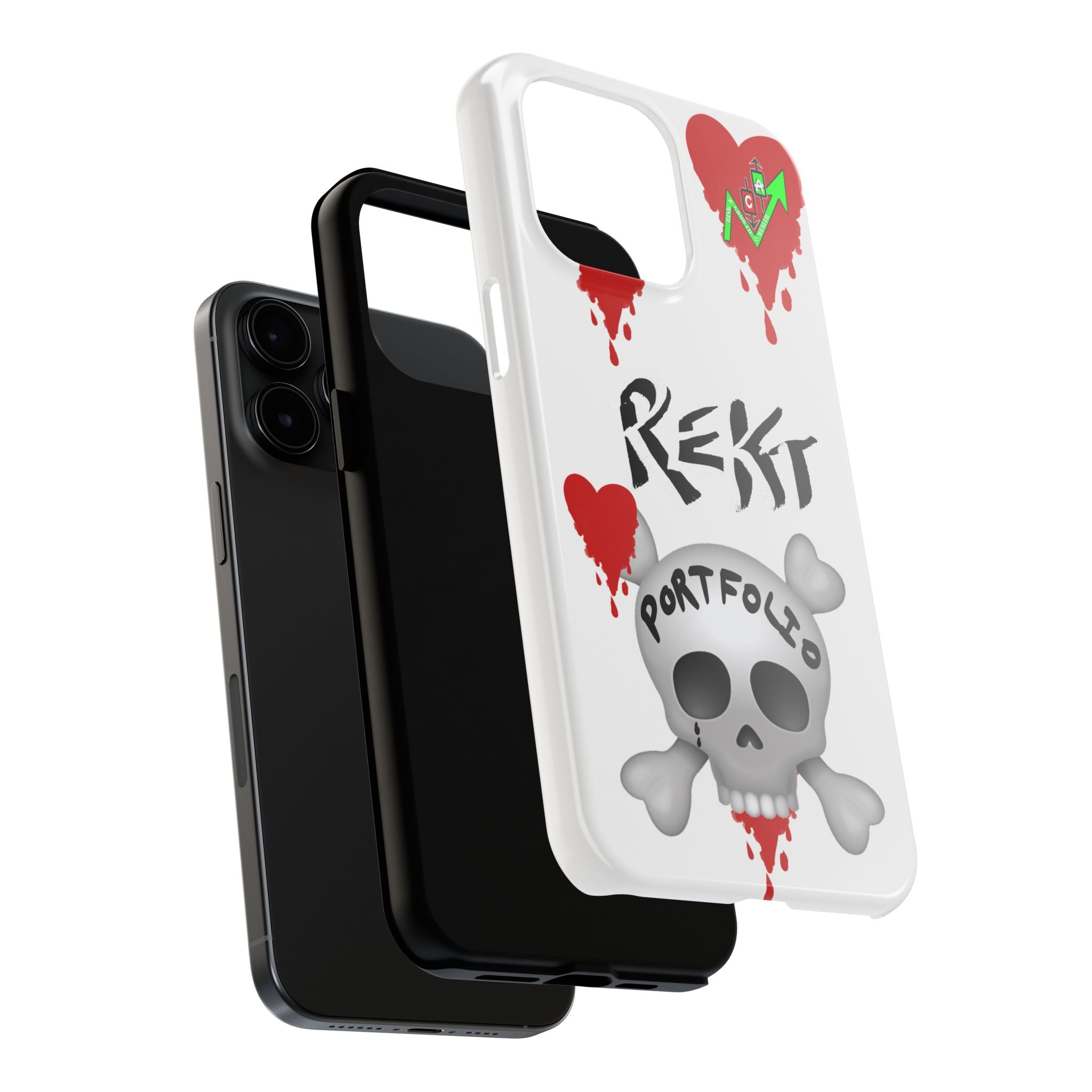 Rekt Portfolio Tough Phone Case — Skull & Dripping Heart Protective Cover