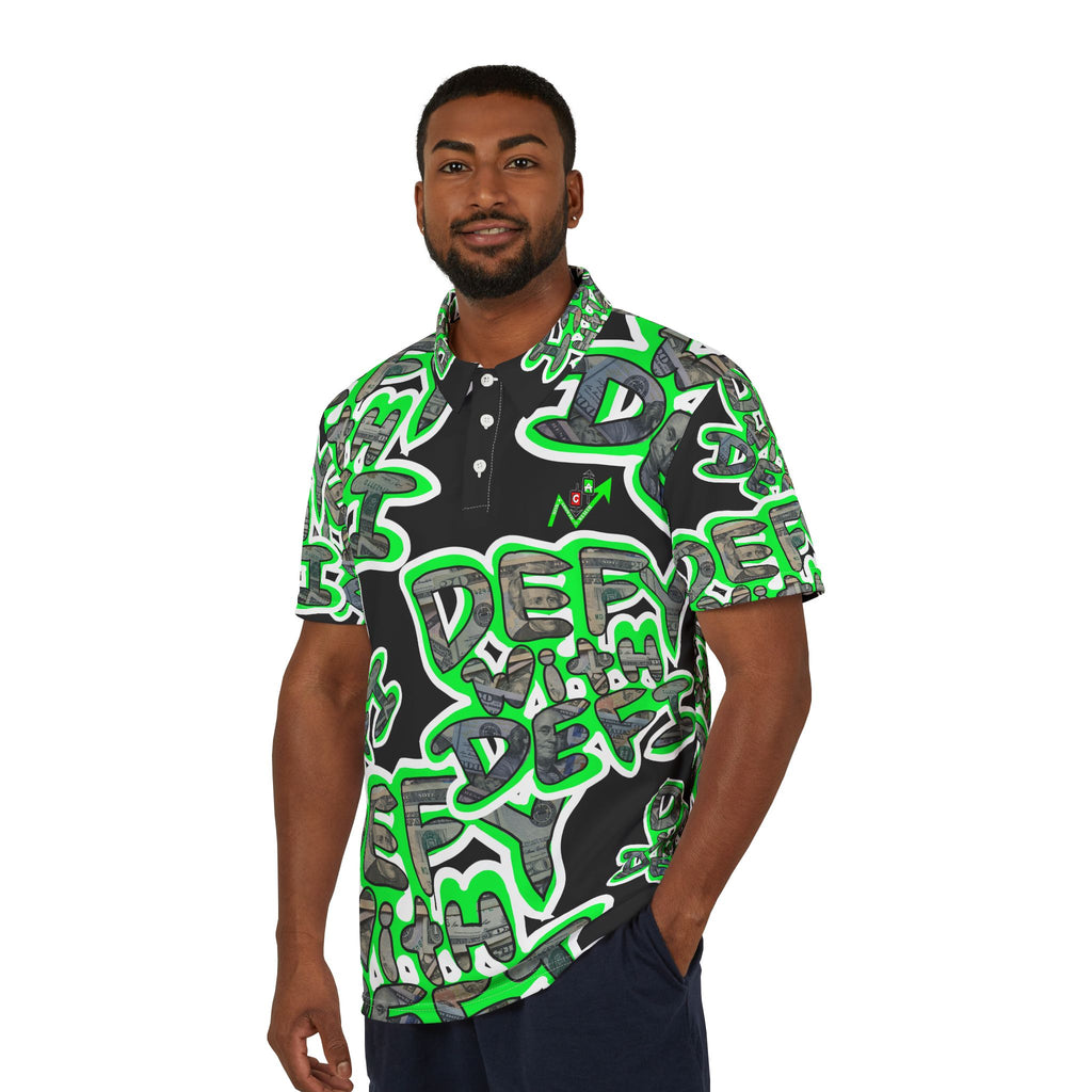 Defy with Defi Graffiti Polo Shirt | Crypt Apparel All-Over Print Streetwear