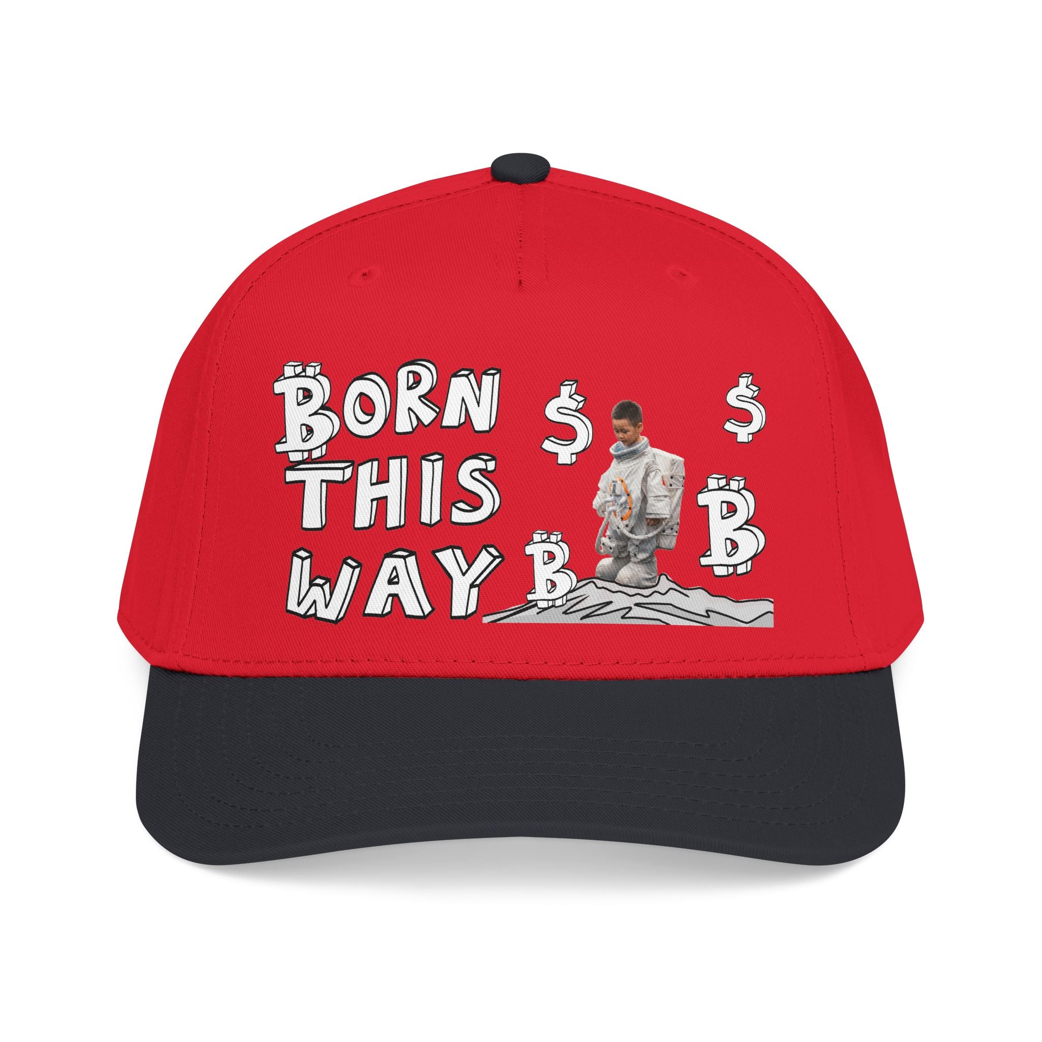 Born This Way graphic Mid Profile Baseball Cap | Crypt Apparel Bitcoin inspired art