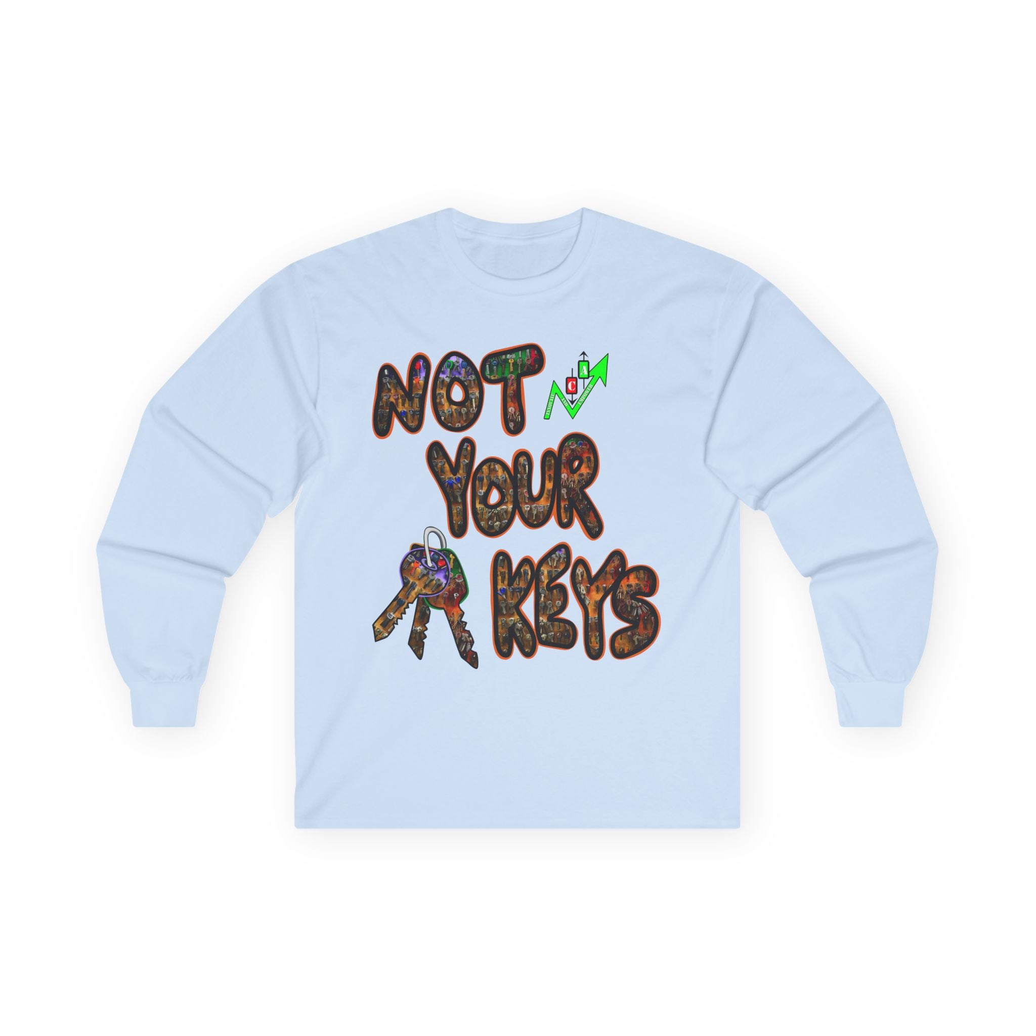 Not Your Keys Crypto Long Sleeve Tee — "Not Your Keys / Not Your Coins" Graphic Shirt