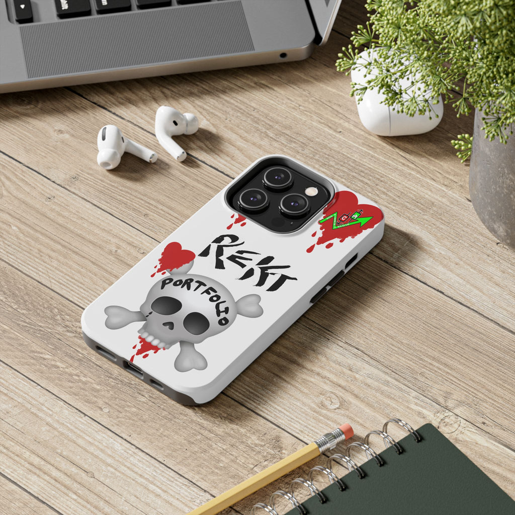 Rekt Portfolio Tough Phone Case — Skull & Dripping Heart Protective Cover