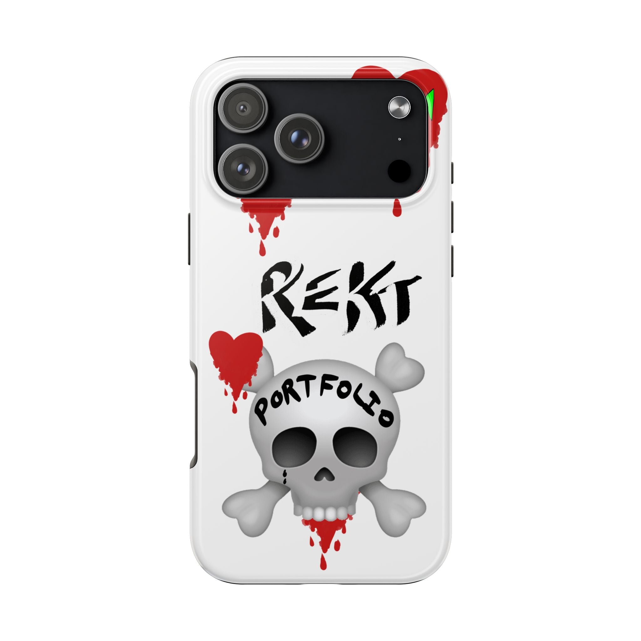Rekt Portfolio Tough Phone Case — Skull & Dripping Heart Protective Cover