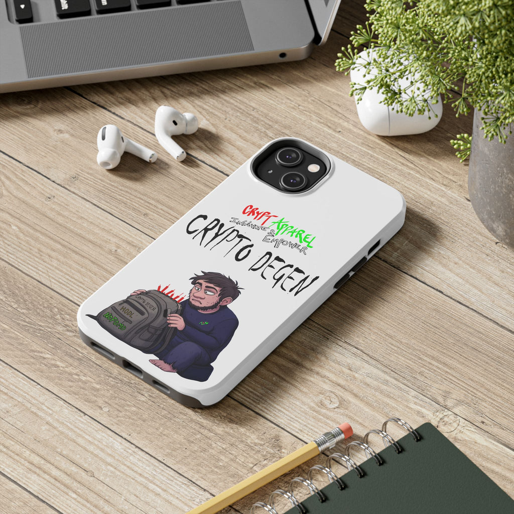 Crypto Degen Tough Phone Case — Cartoon HODL Backpack Design