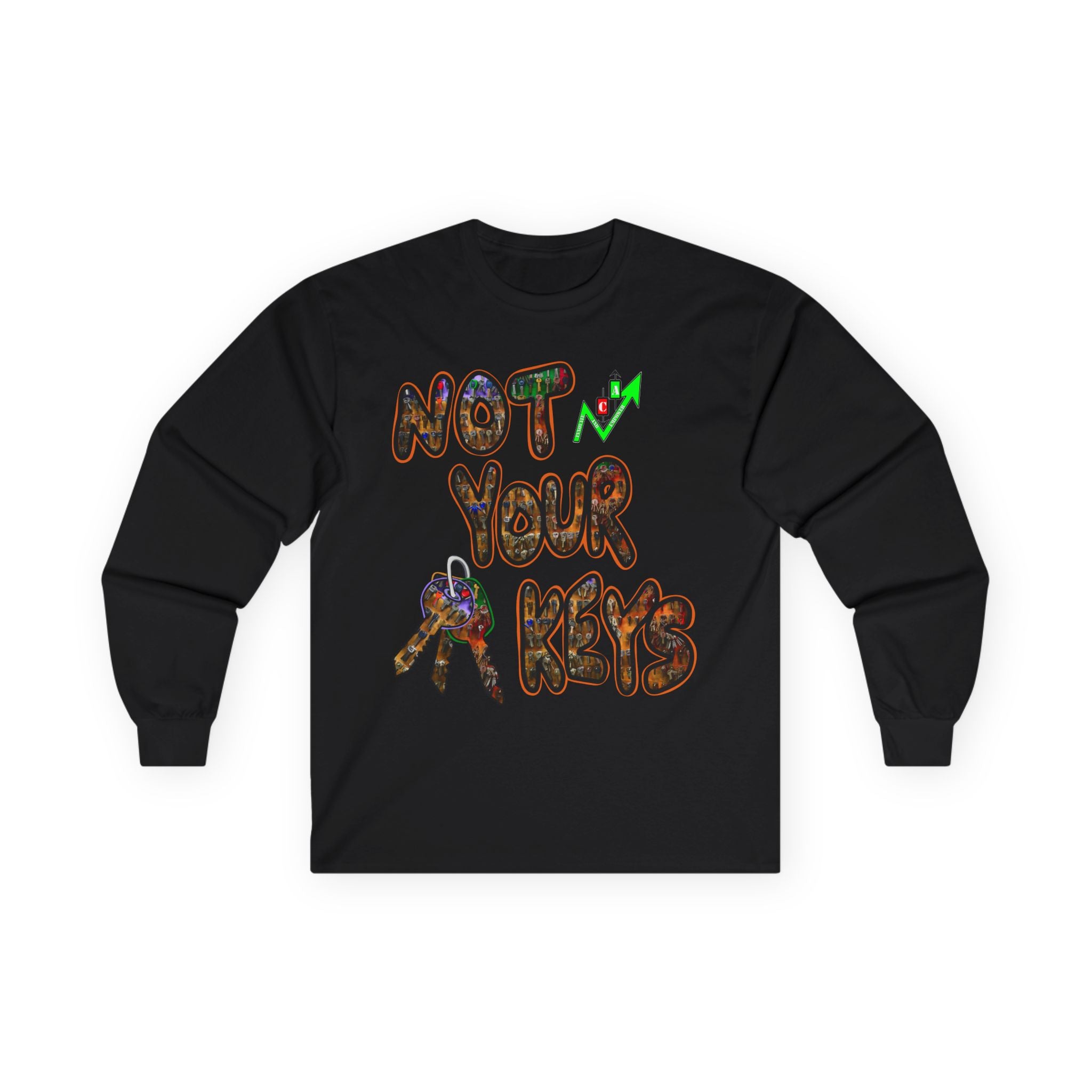 Not Your Keys Crypto Long Sleeve Tee — "Not Your Keys / Not Your Coins" Graphic Shirt
